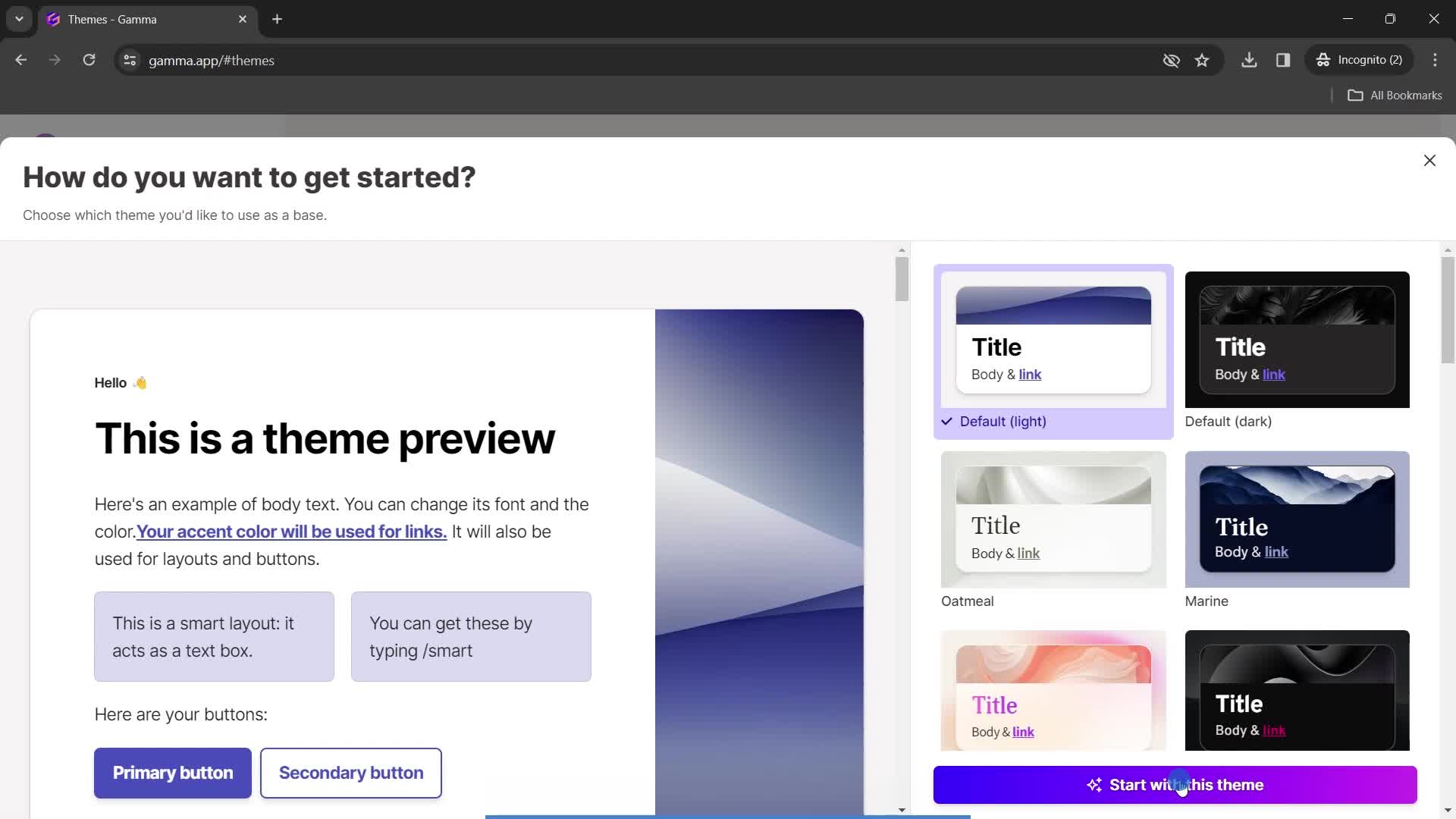 Creating a new theme on Gamma video thumbnail
