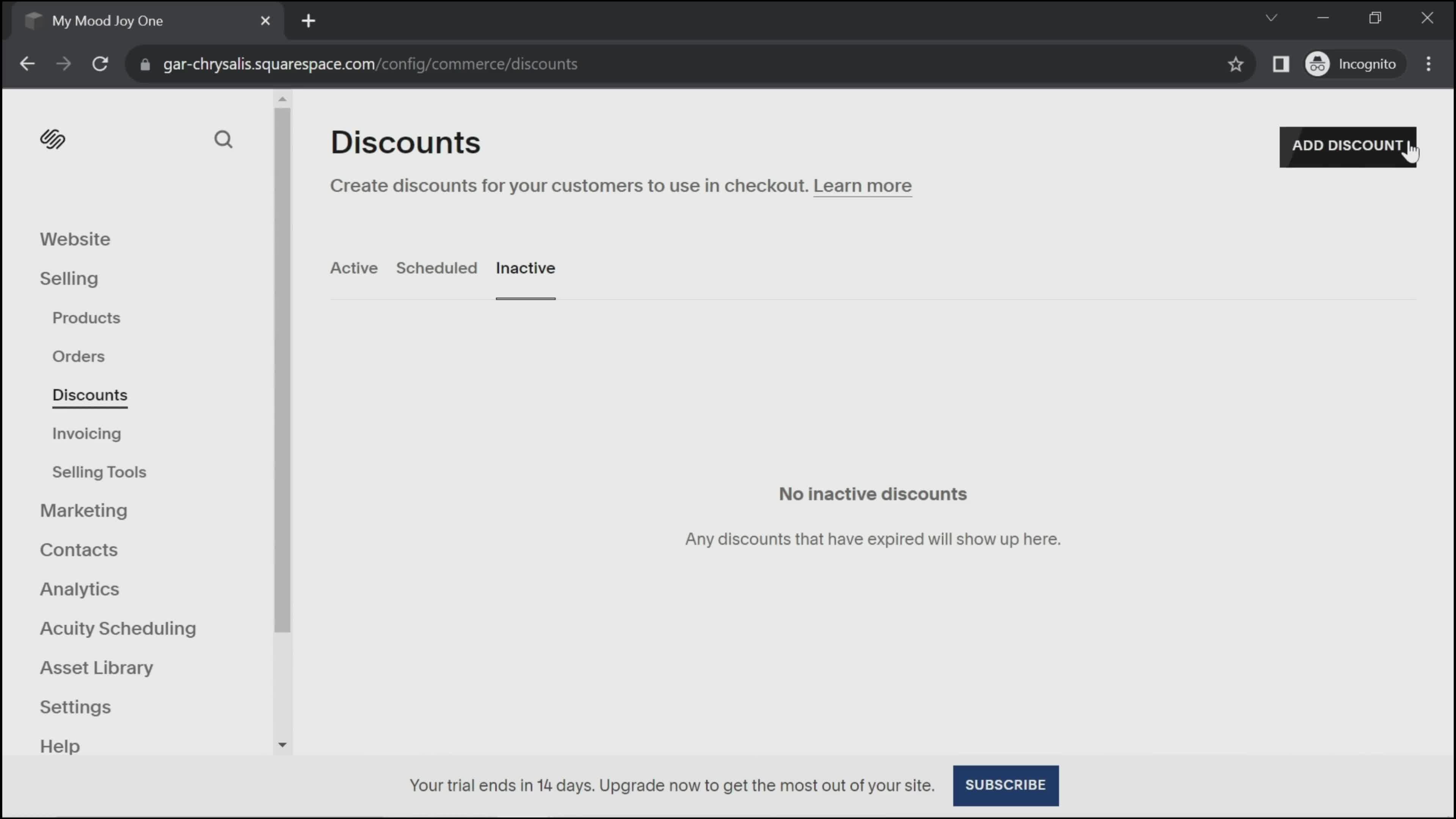 Creating a discount code on Squarespace video thumbnail