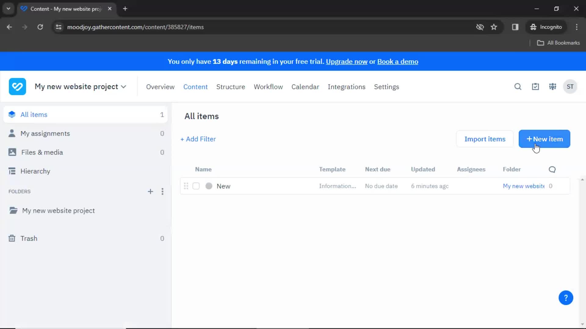 Creating a document on GatherContent video thumbnail