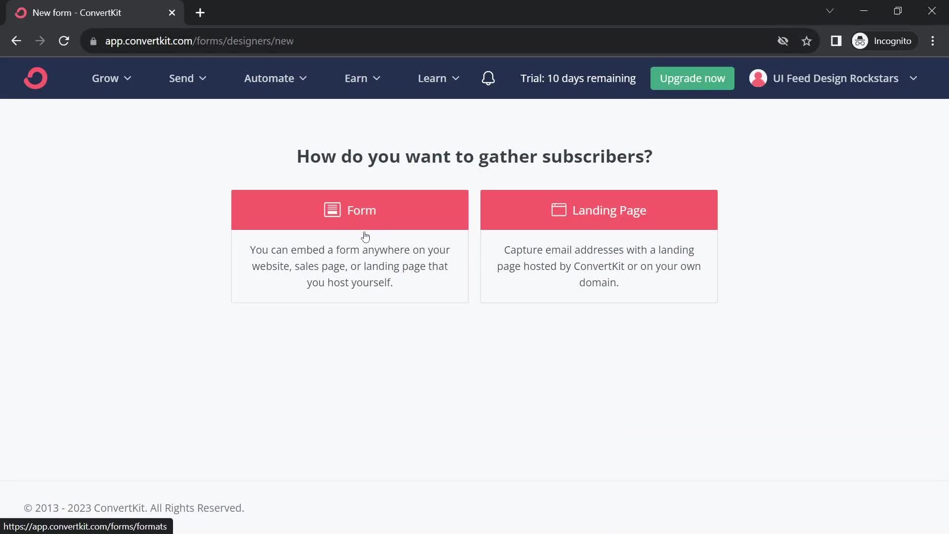Creating a form on ConvertKit video thumbnail