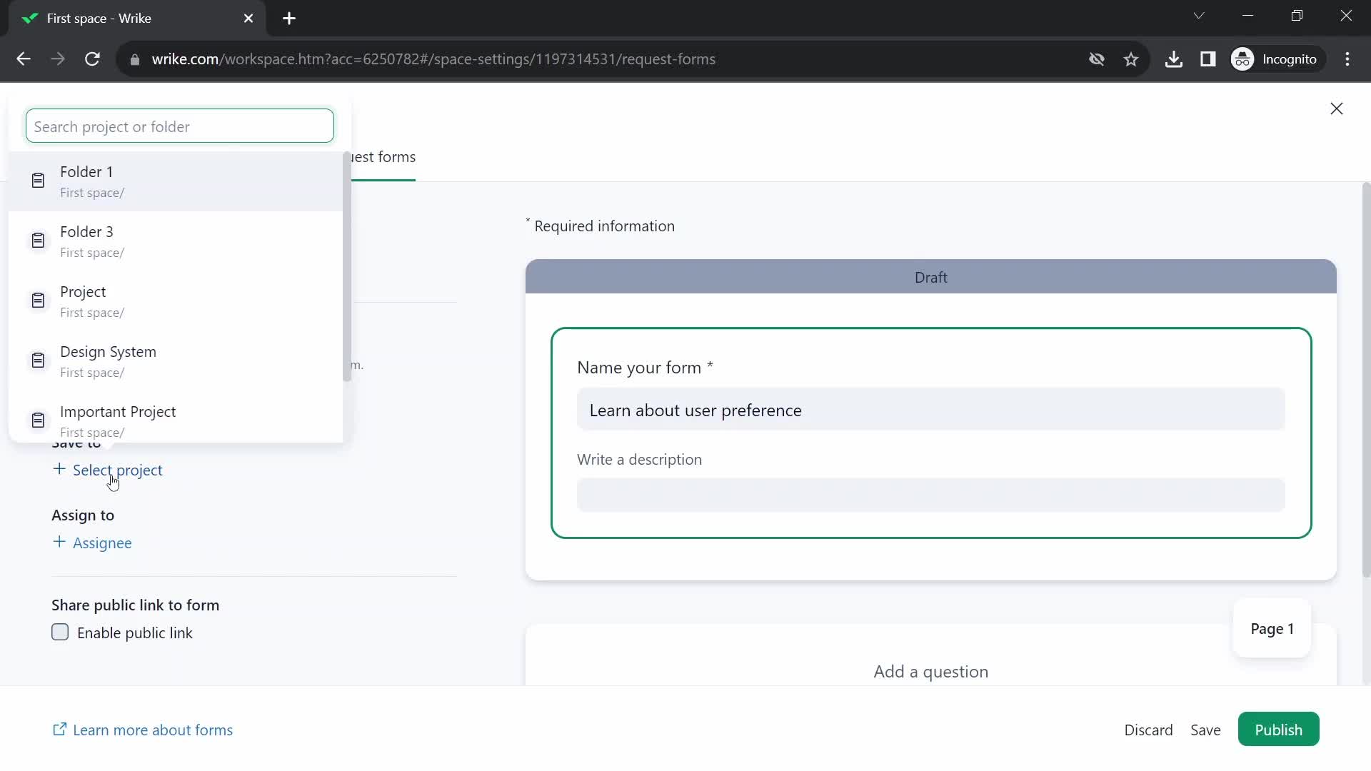 Creating a form screenshot