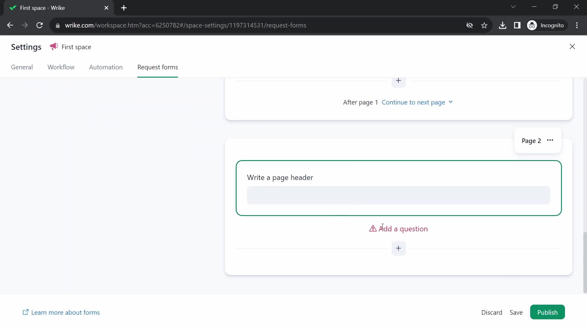 Creating a form screenshot