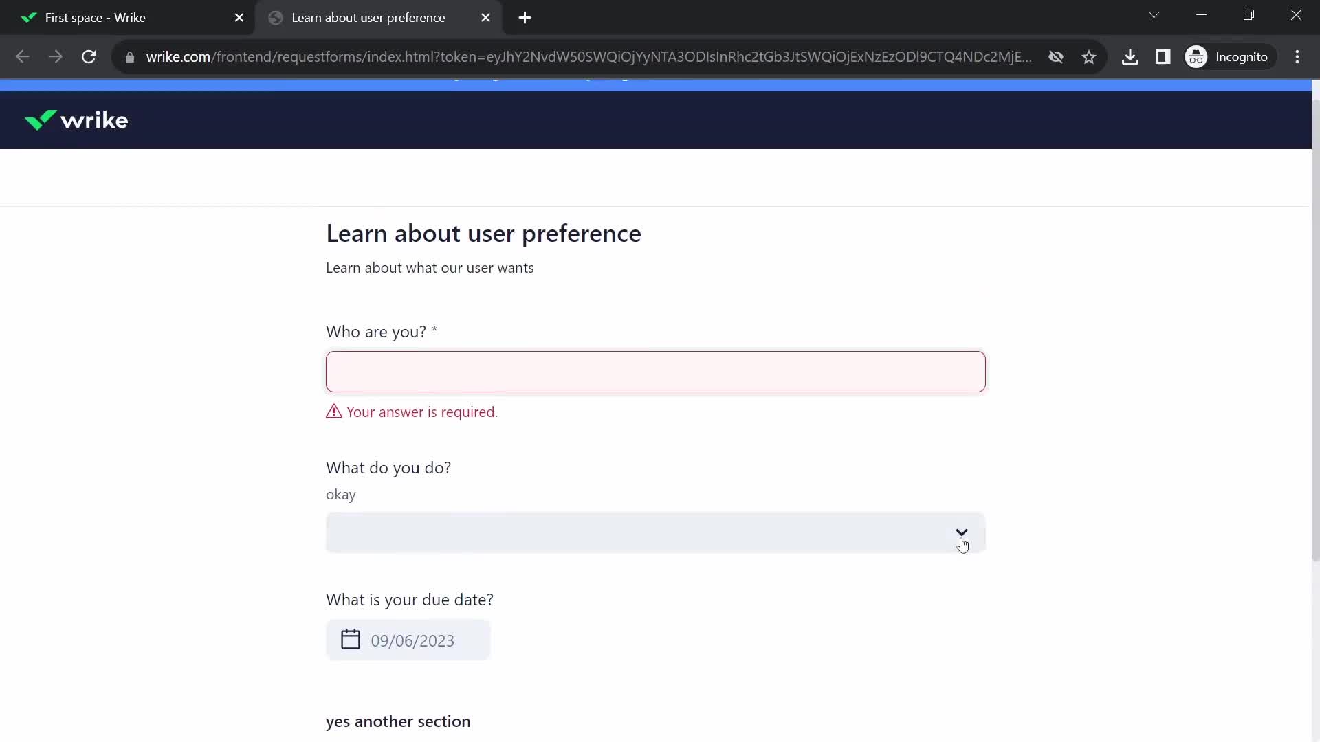 Creating a form screenshot