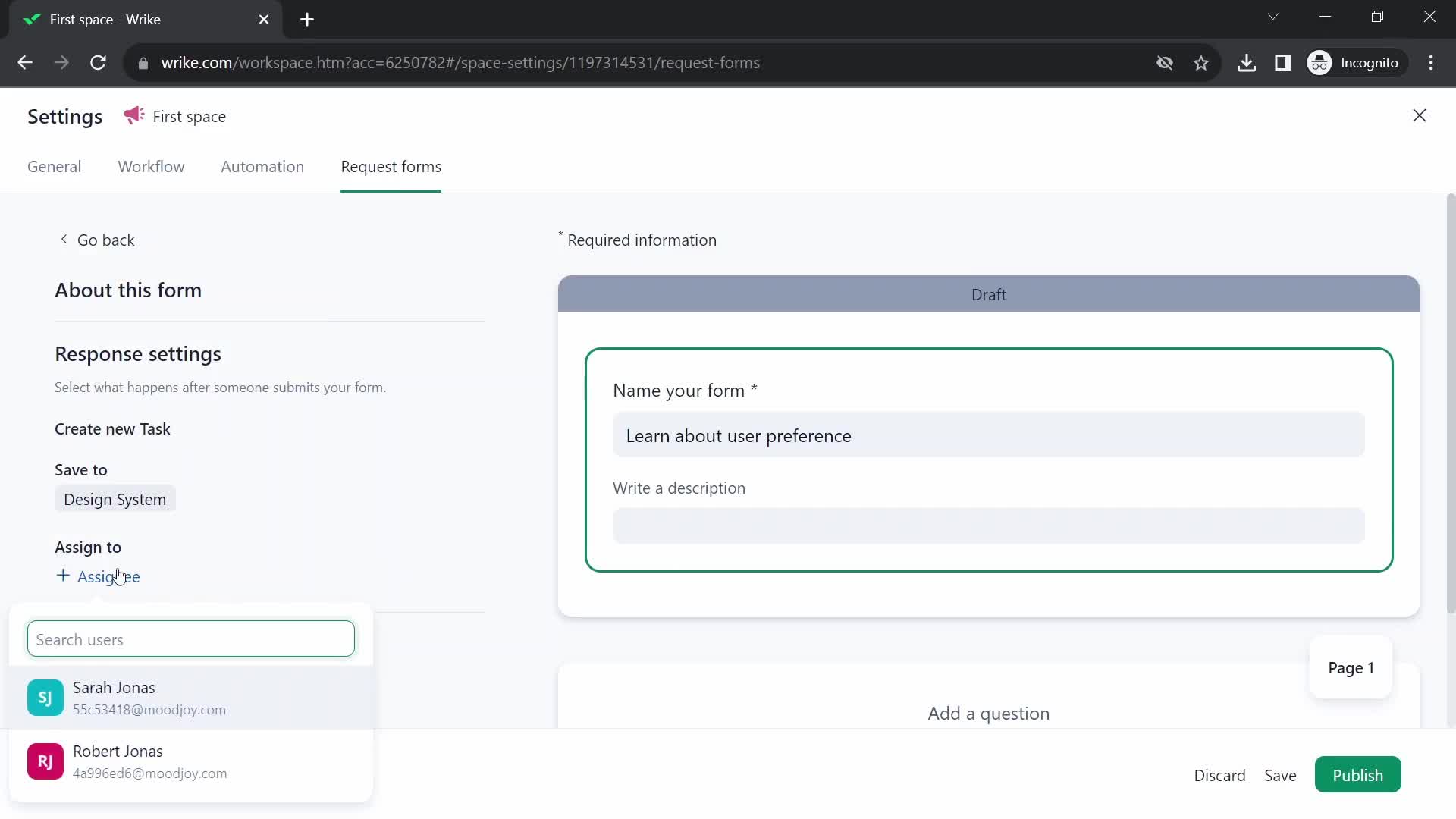 Creating a form screenshot