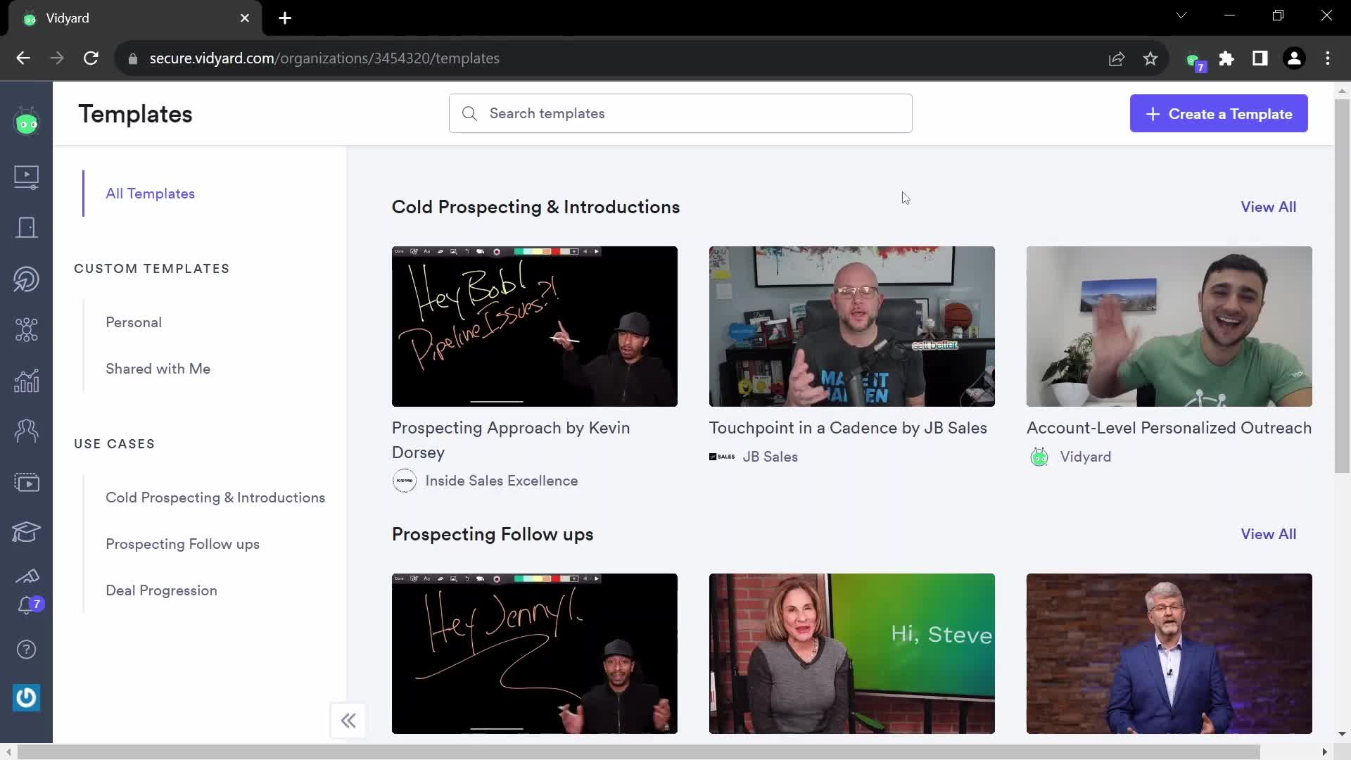 Creating a template on Vidyard video thumbnail