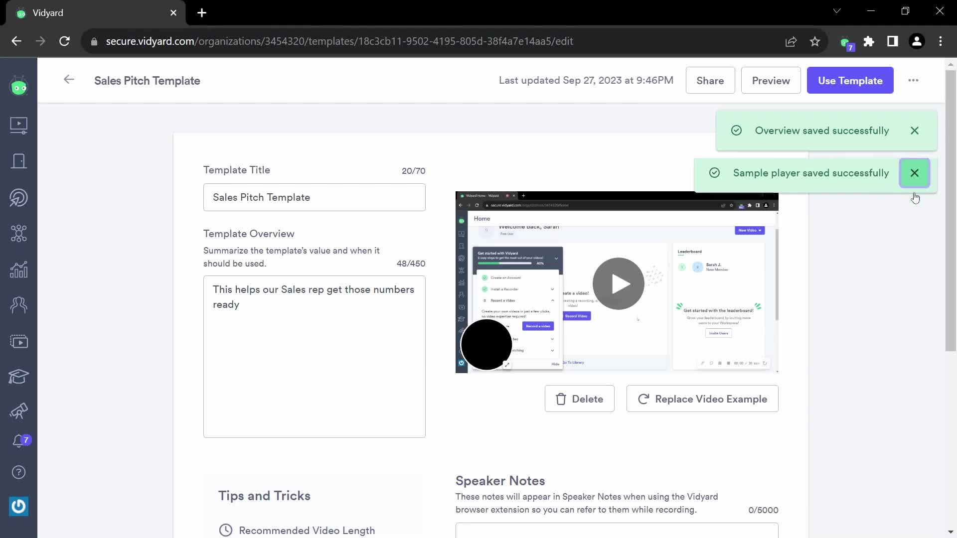 Creating a template on Vidyard video thumbnail