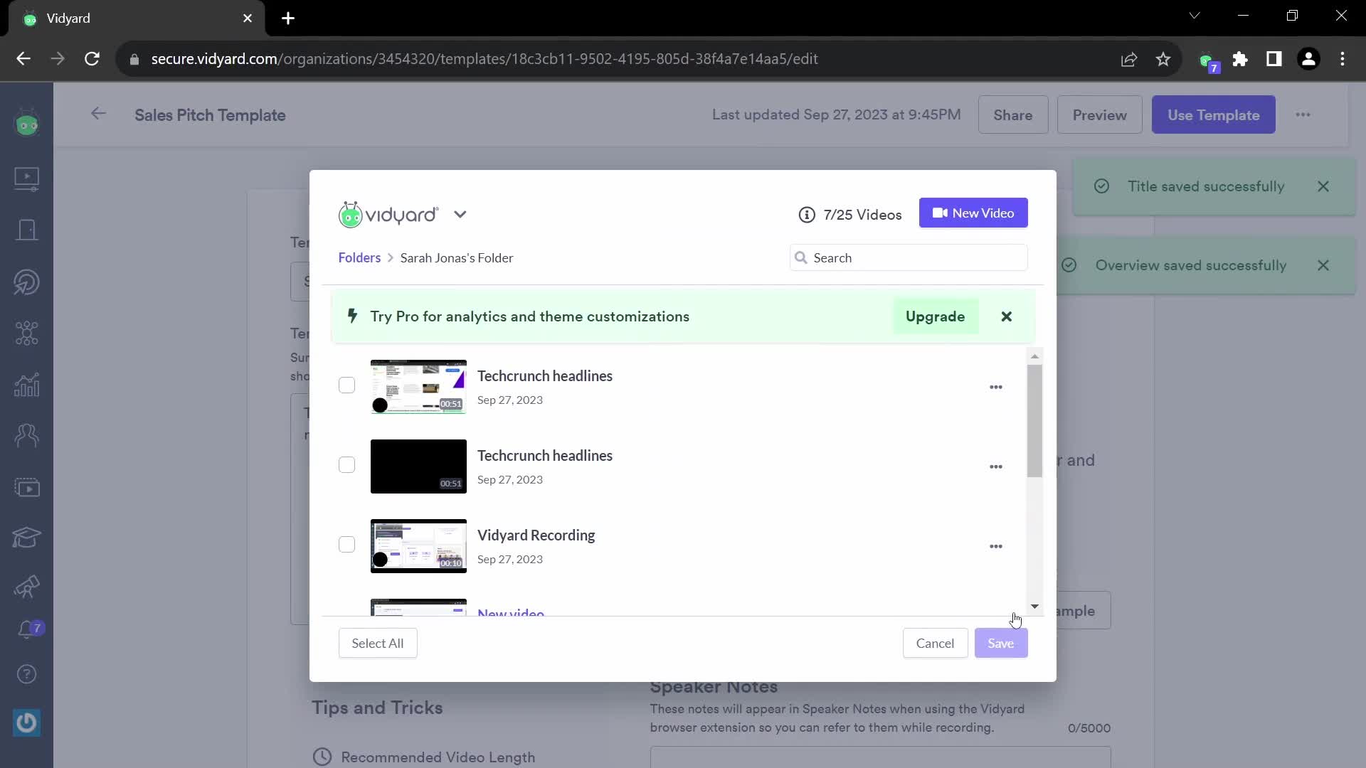 Creating a template on Vidyard video thumbnail