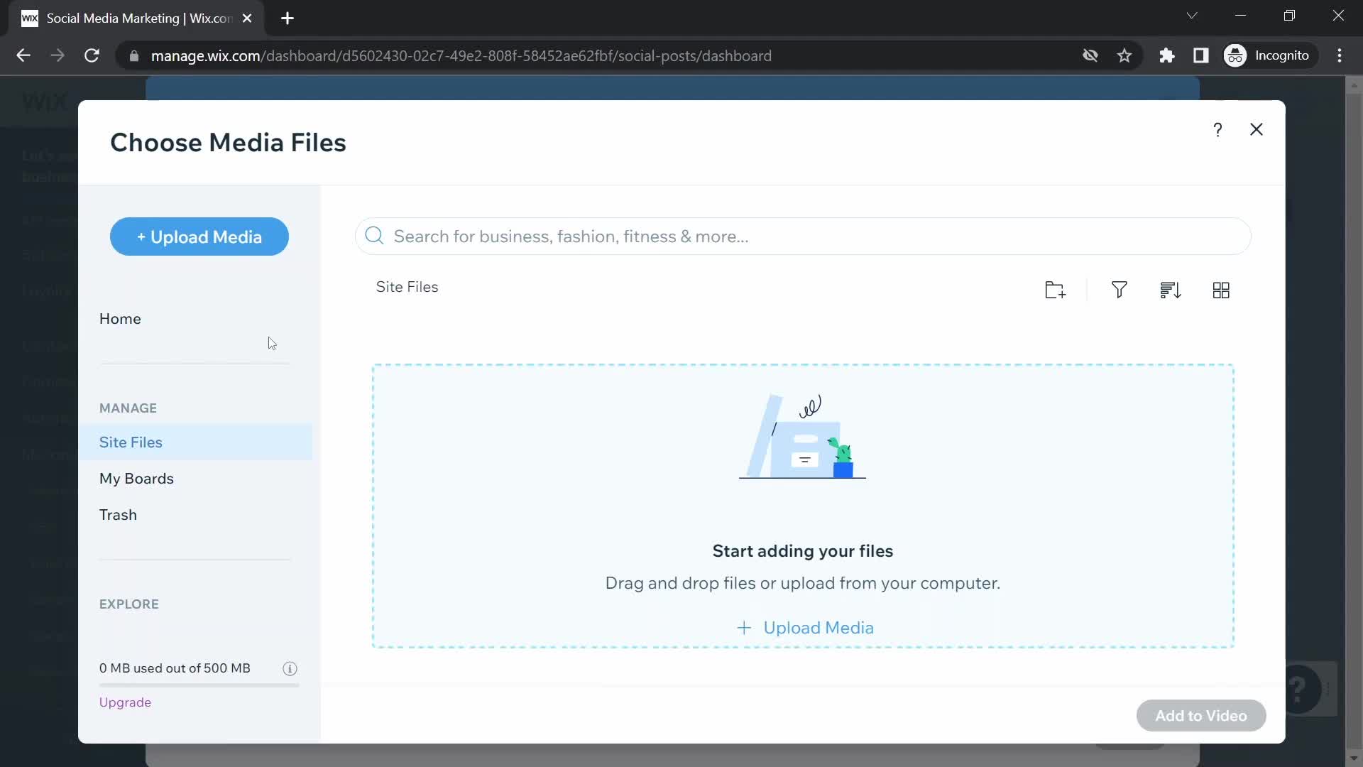 Creating a video on Wix video thumbnail