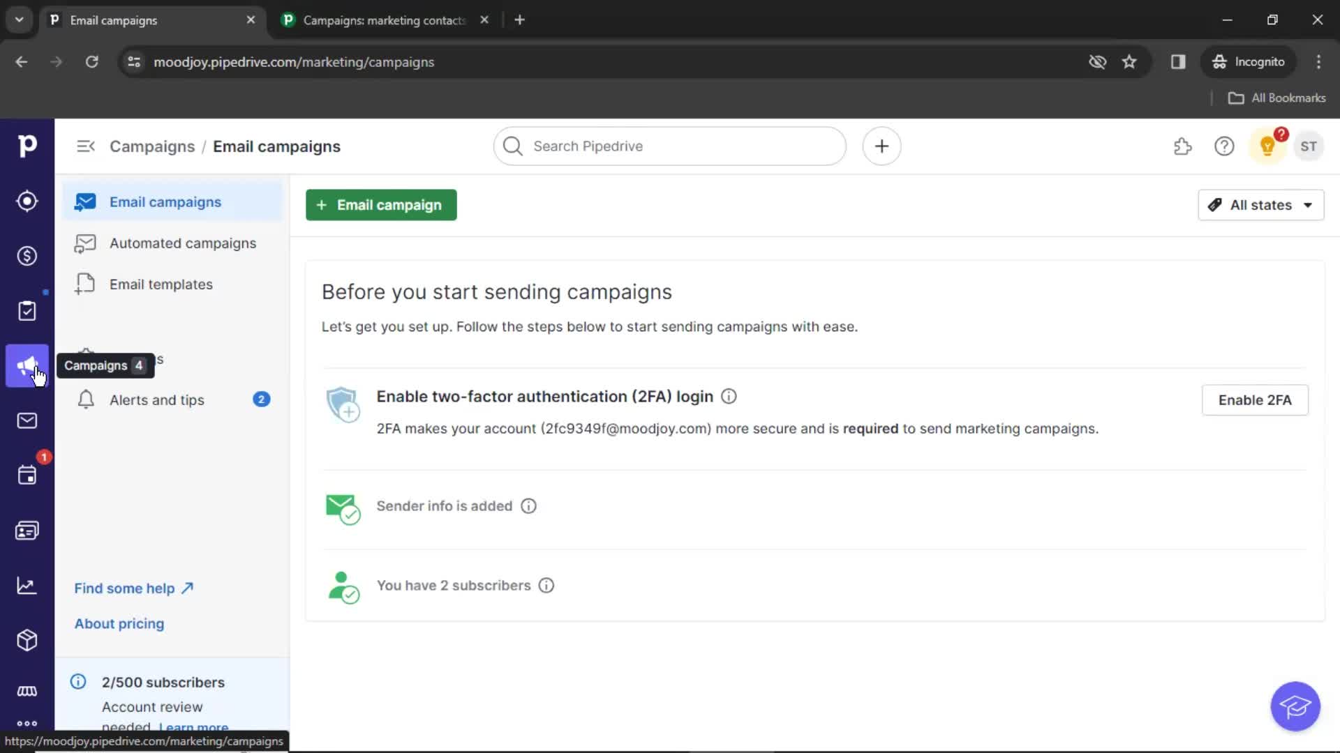 Creating an email campaign on Pipedrive video thumbnail