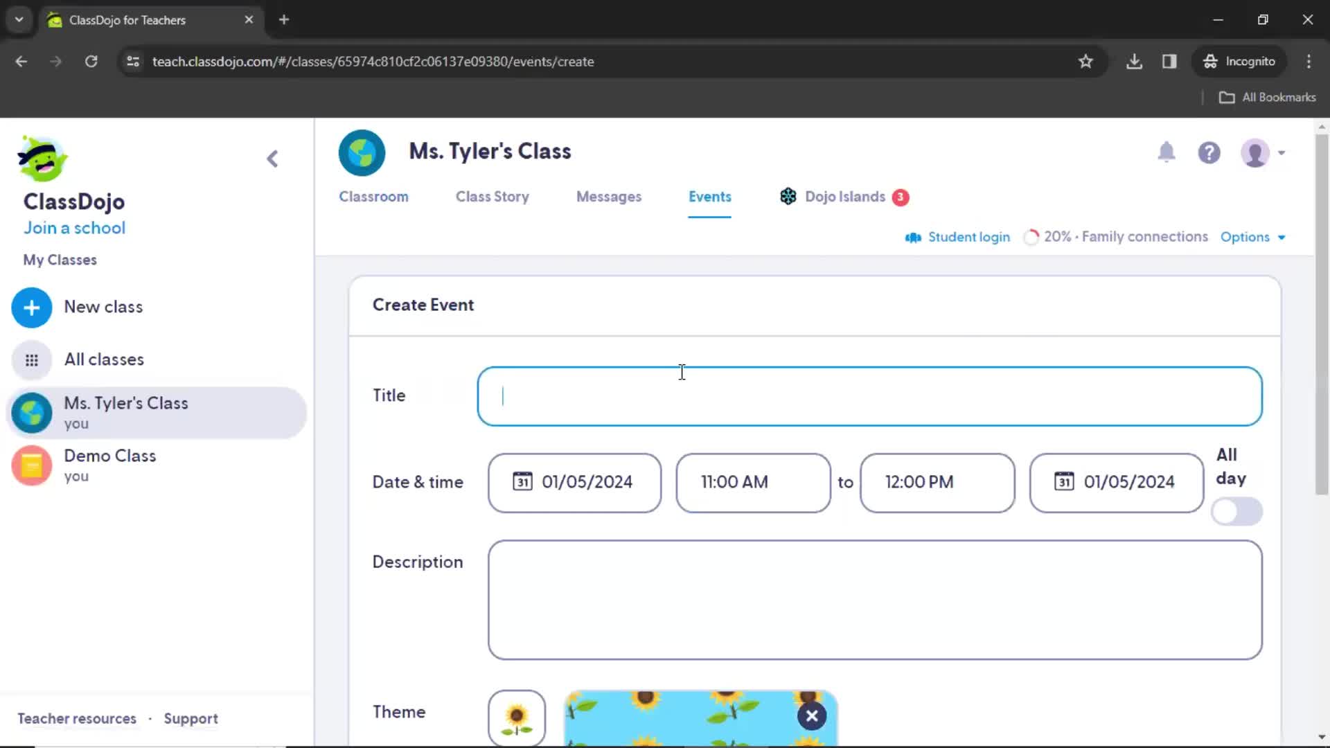 Creating an event on ClassDojo video thumbnail