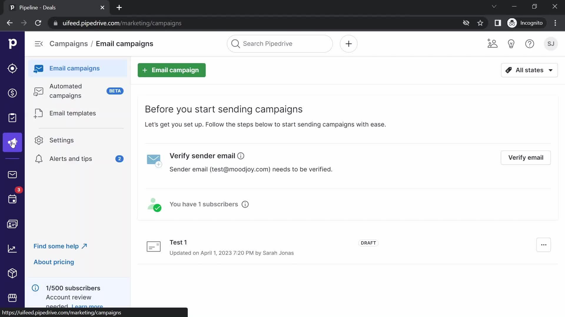 Creating an email campaign on Pipedrive video thumbnail
