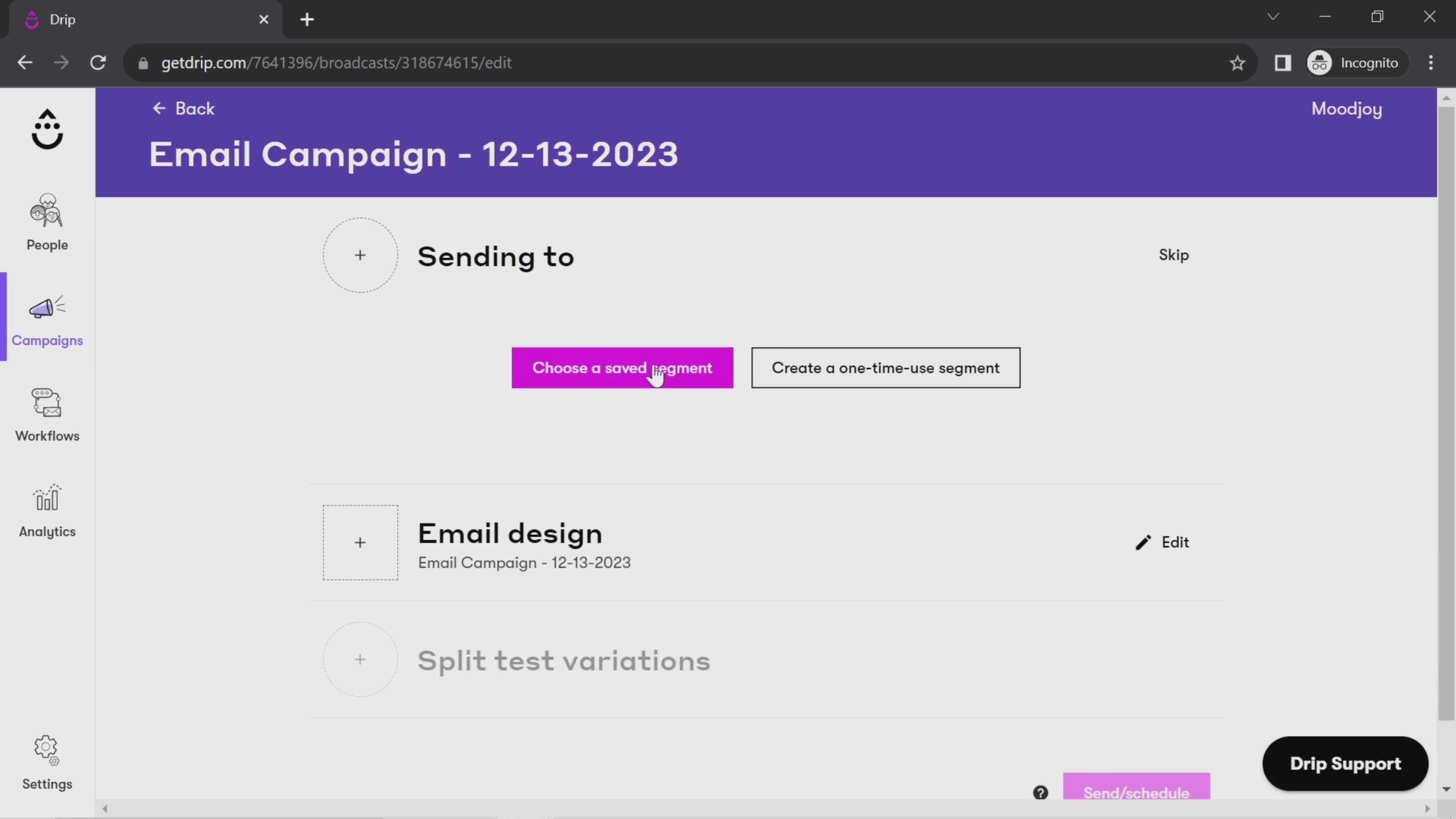 Creating an email campaign on Drip video thumbnail