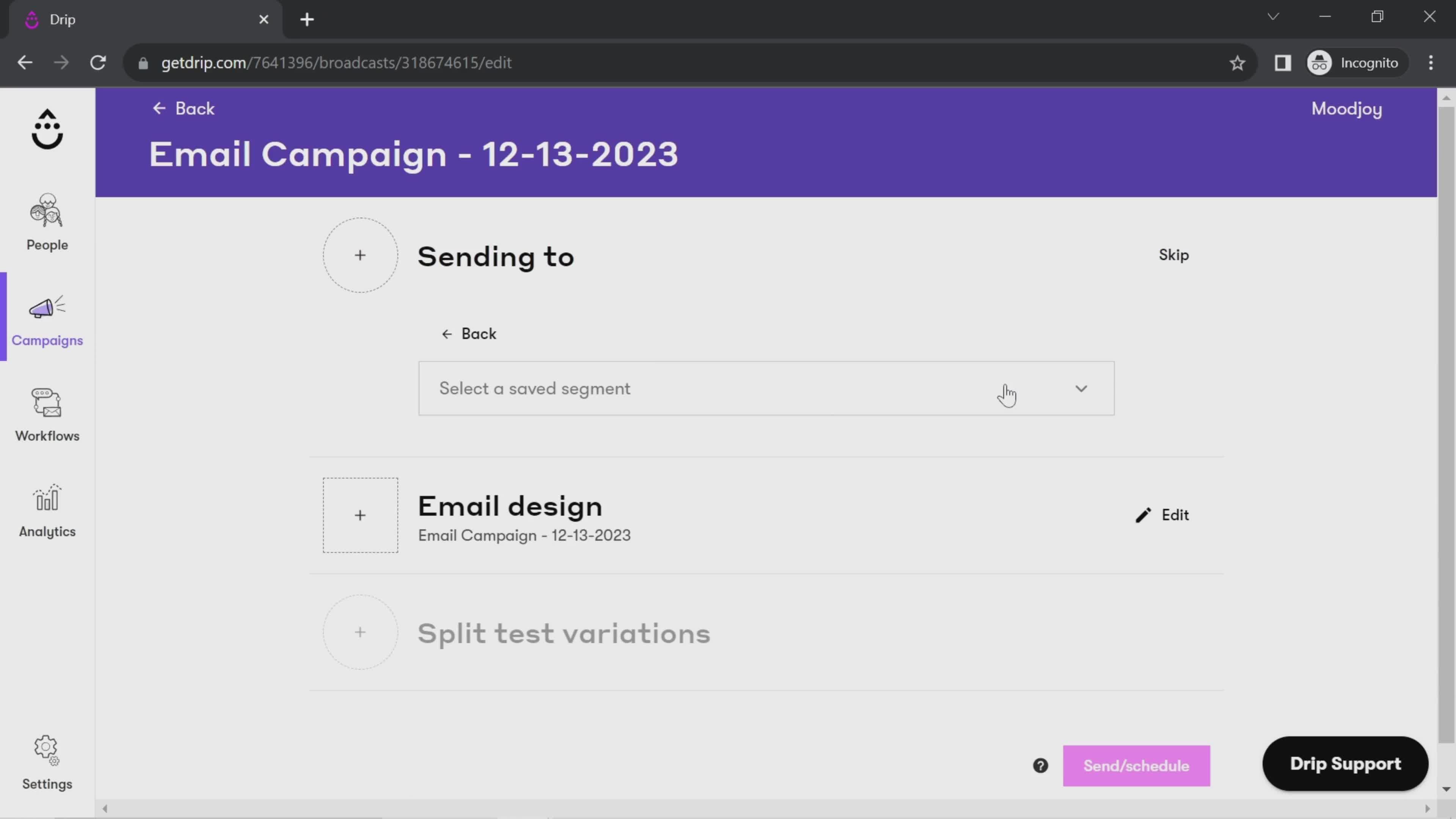 Creating an email campaign on Drip video thumbnail