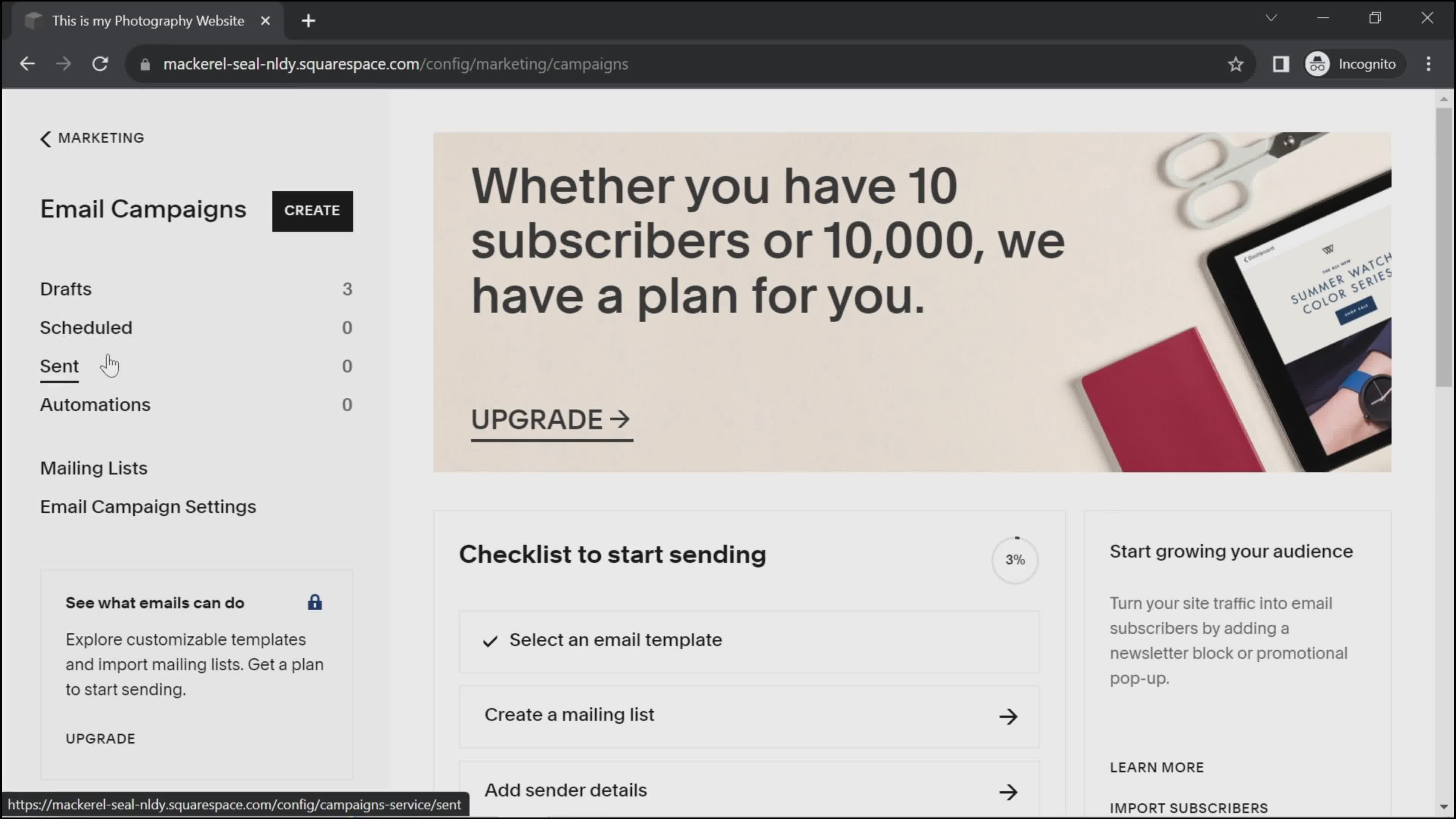 Creating an email campaign on Squarespace video thumbnail