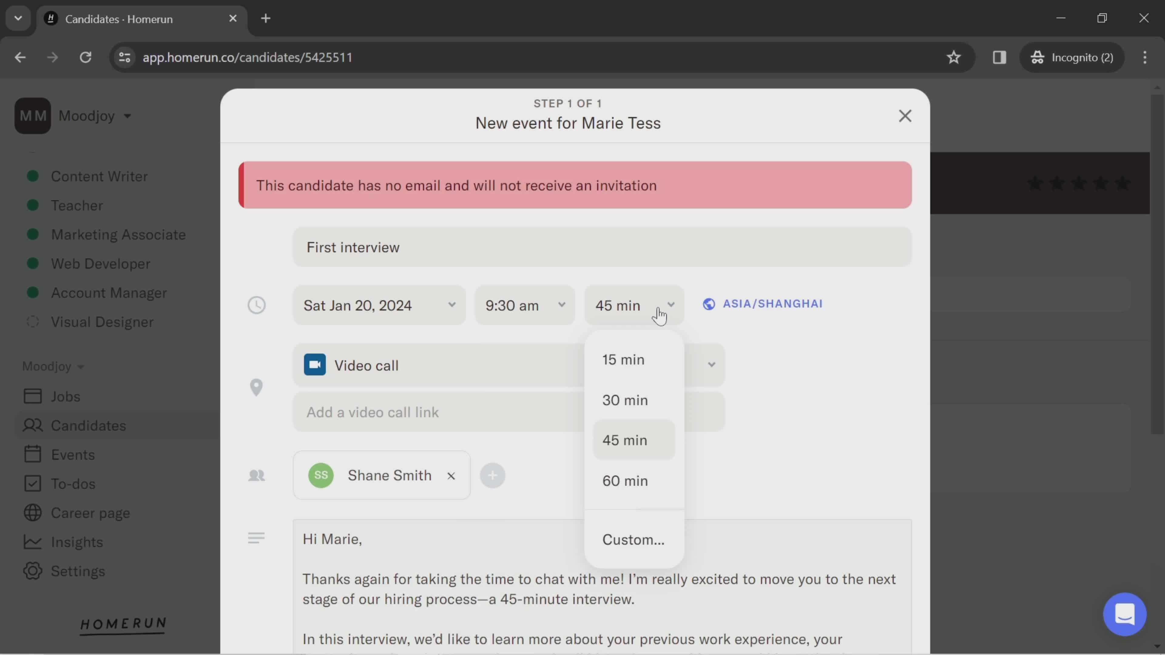 Creating an event screenshot