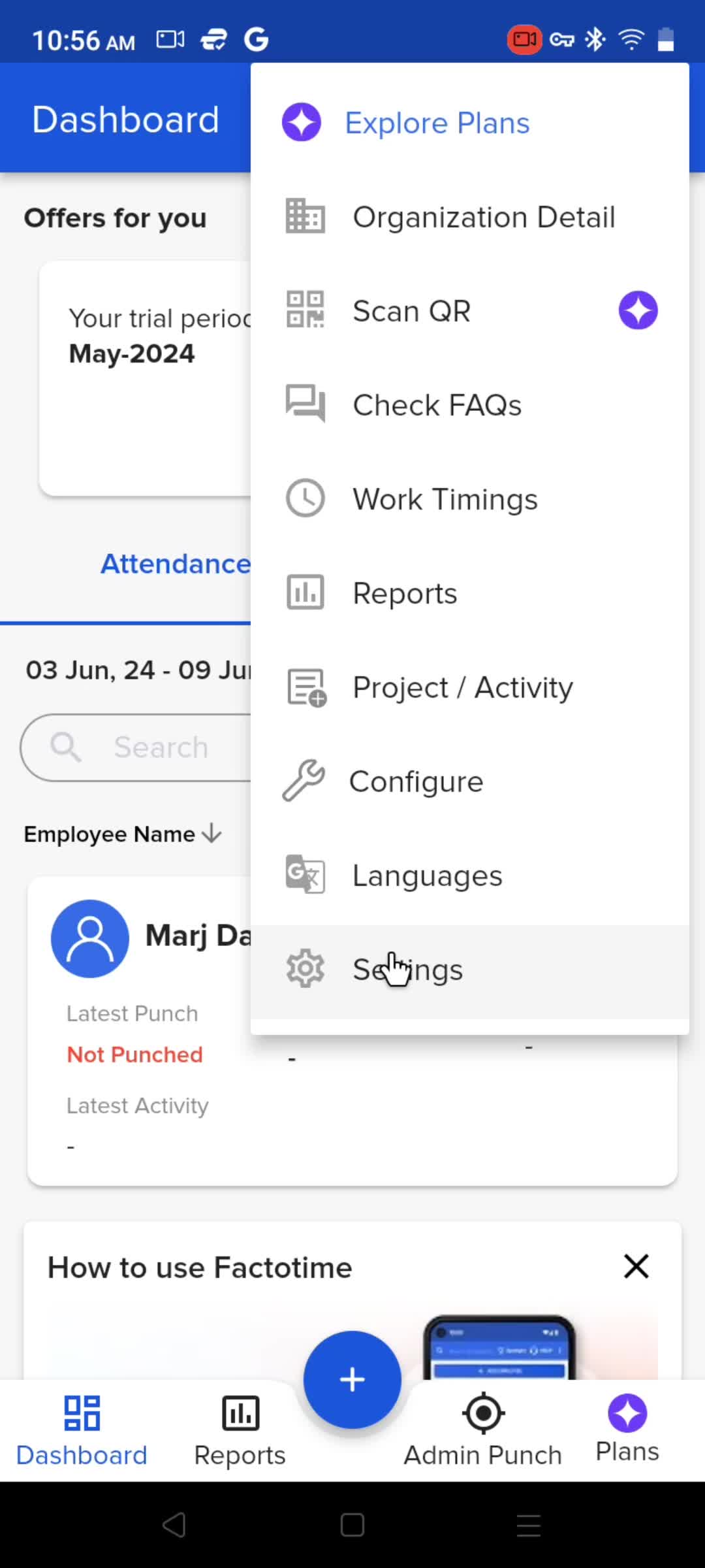 Adding departments on factoTime video thumbnail