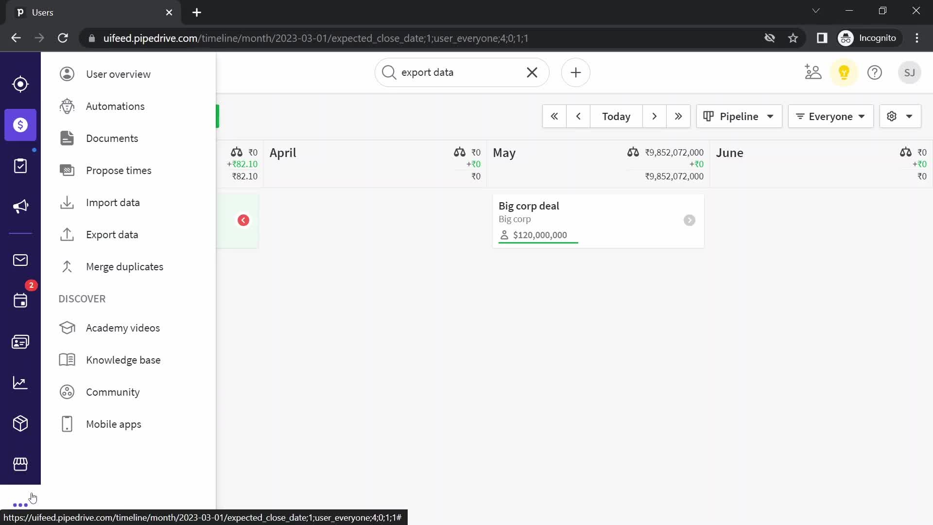 Exporting data on Pipedrive video thumbnail