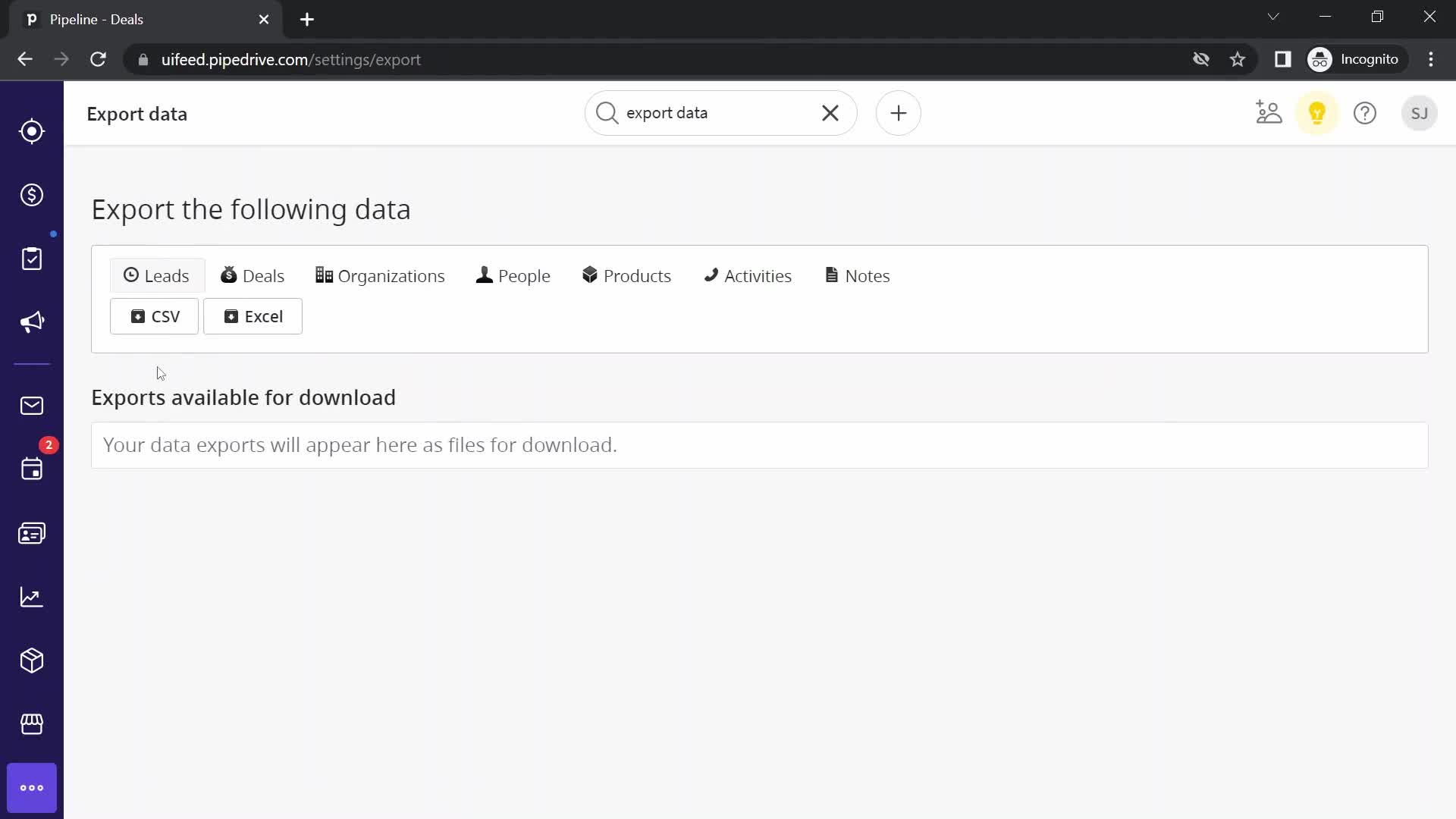 Exporting data on Pipedrive video thumbnail