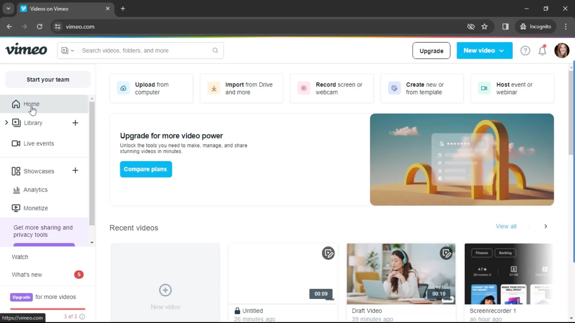 General browsing on Vimeo video thumbnail