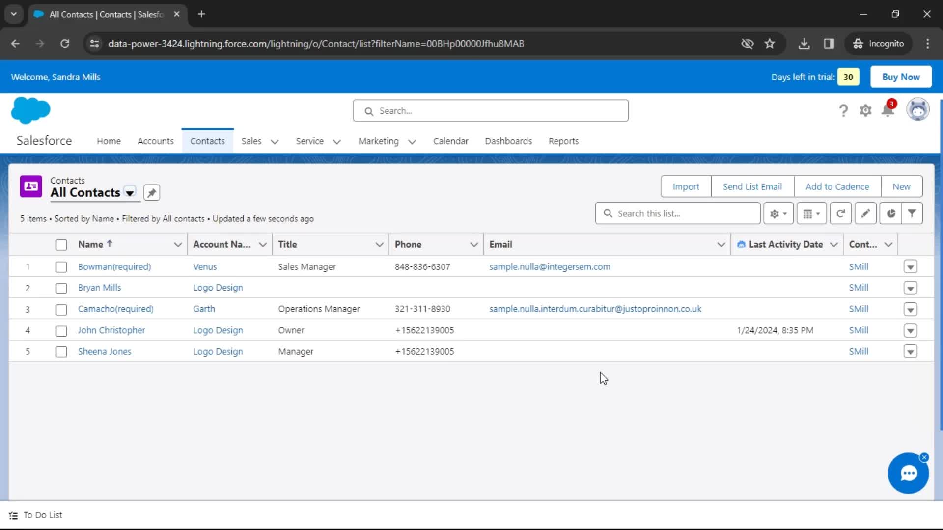 CSV import screenshot