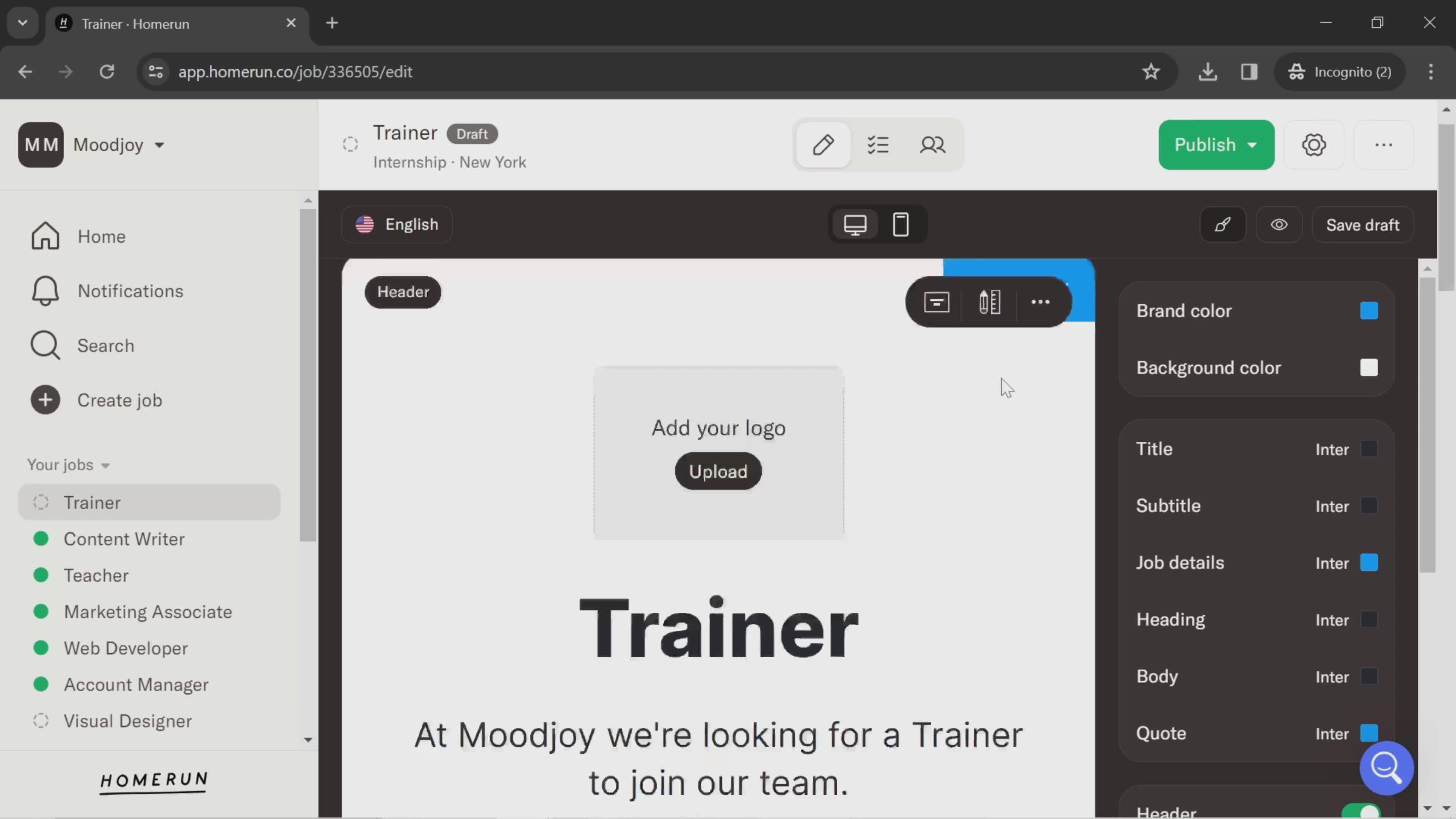 Browsing jobs screenshot
