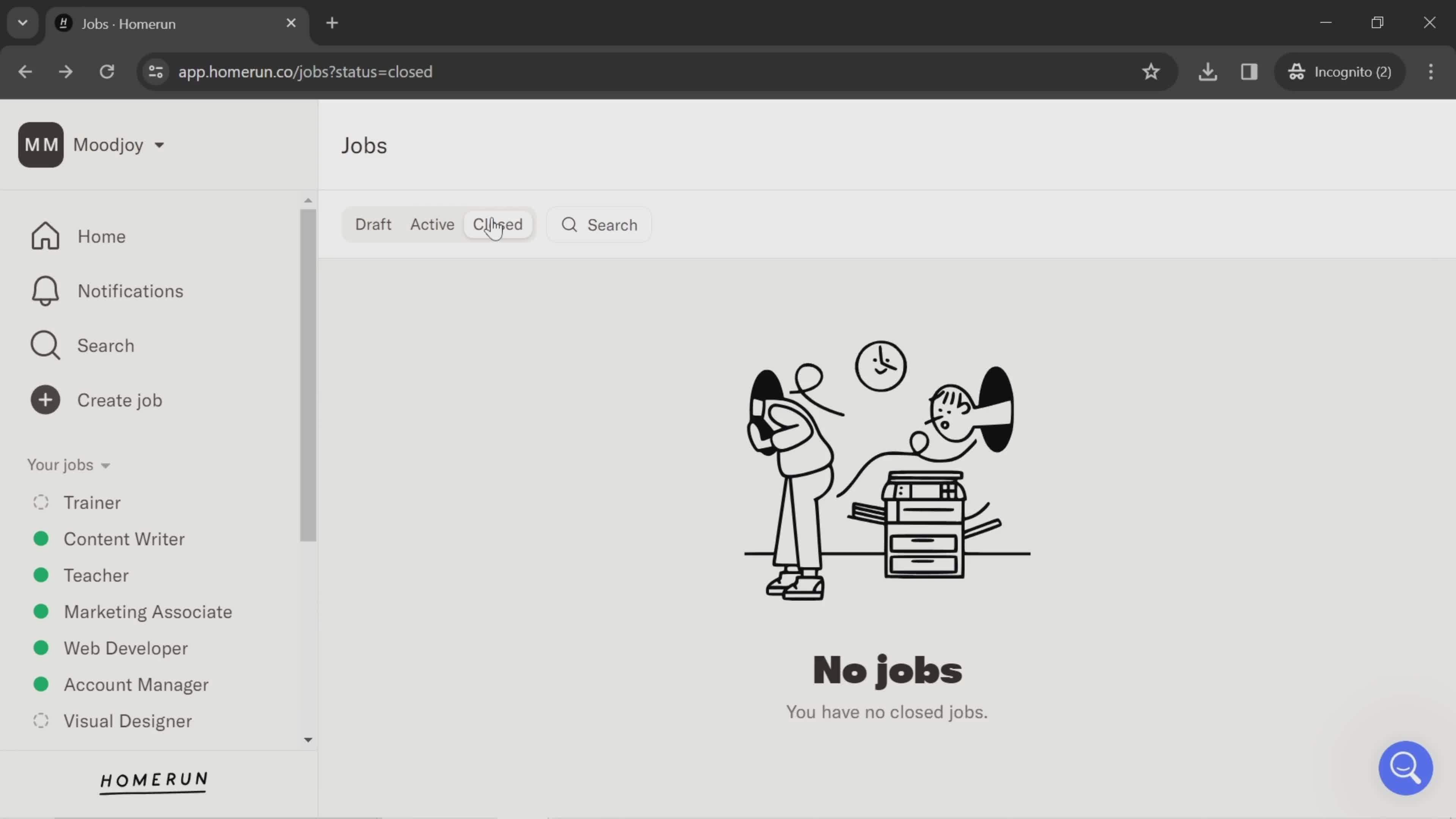 Browsing jobs screenshot
