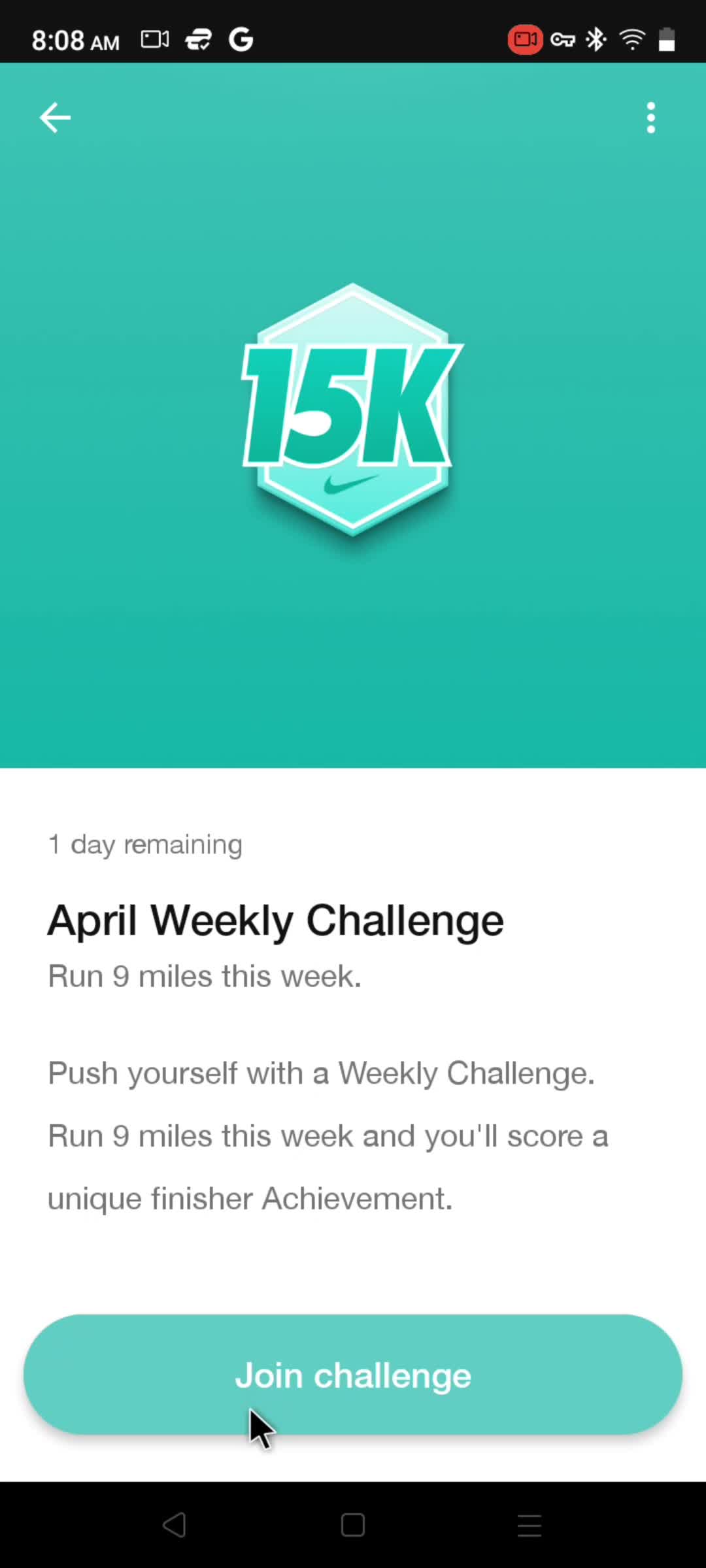 Joining a challenge screenshot