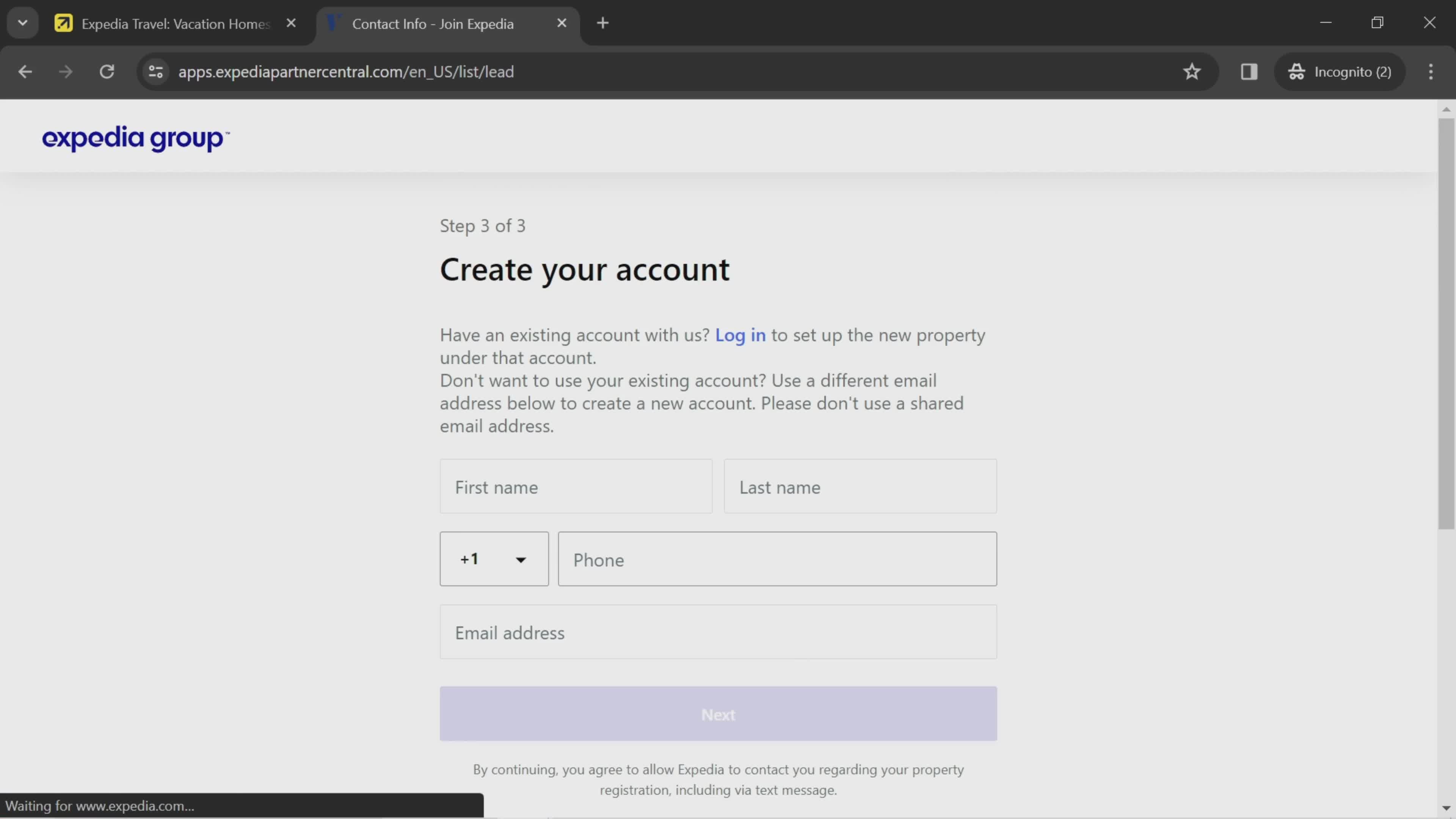 Listing a property screenshot