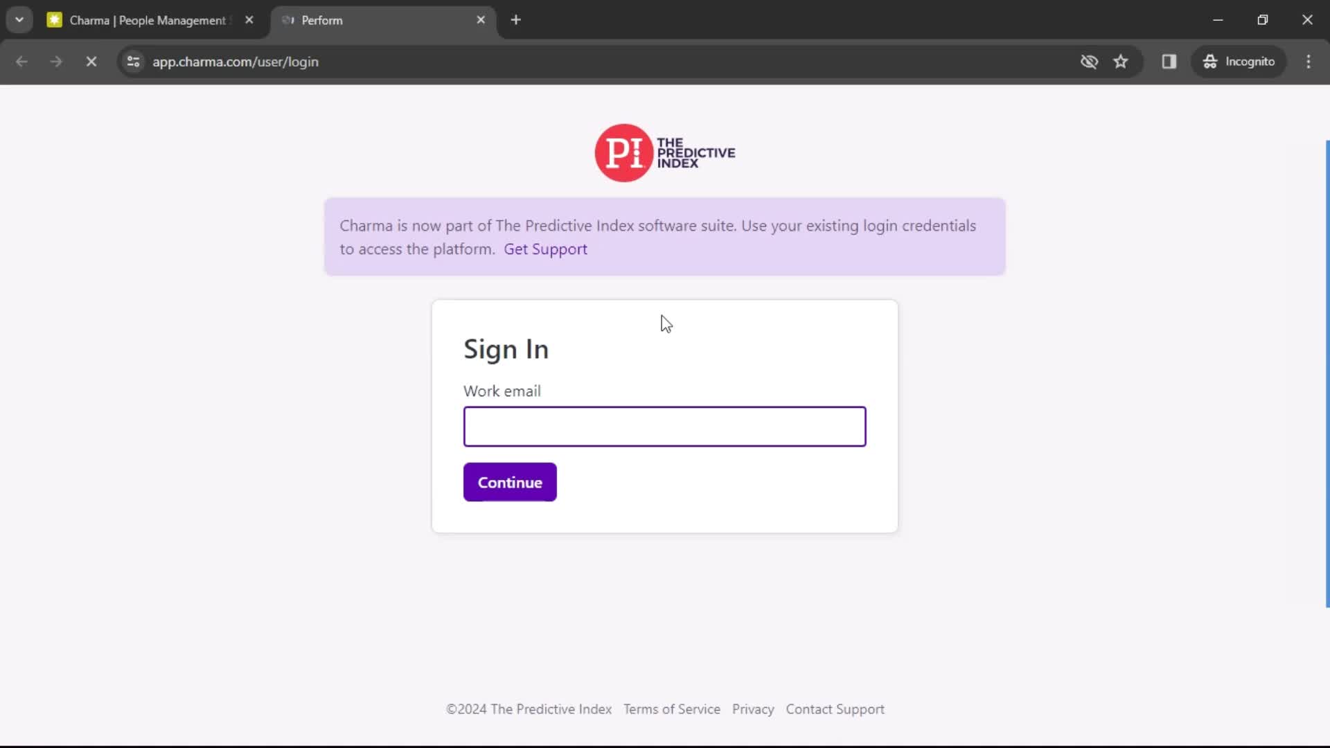 Logging in screenshot