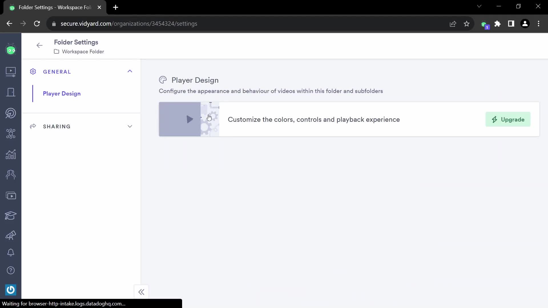 Managing files on Vidyard video thumbnail