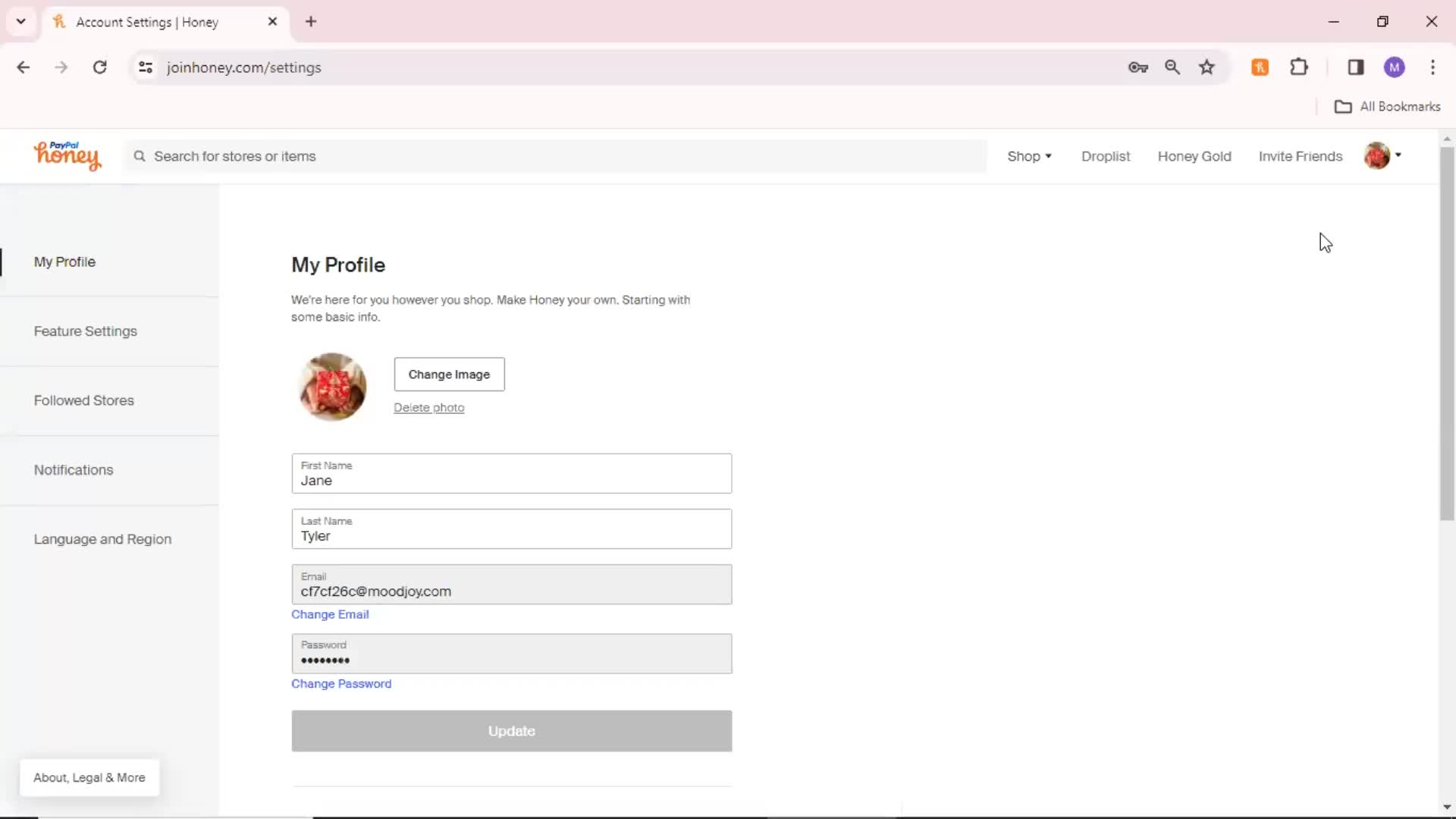 Settings screenshot