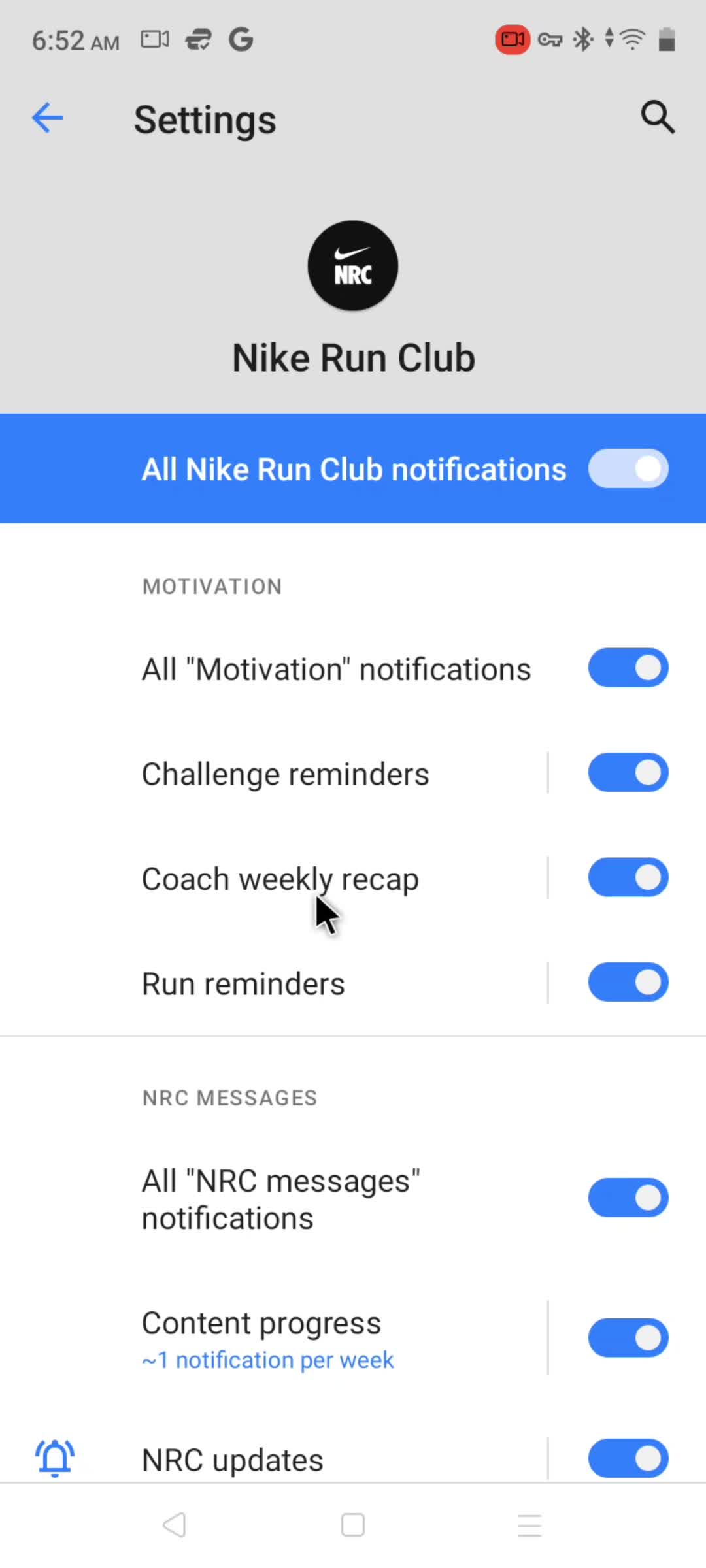Notification settings on Nike Run Club video thumbnail