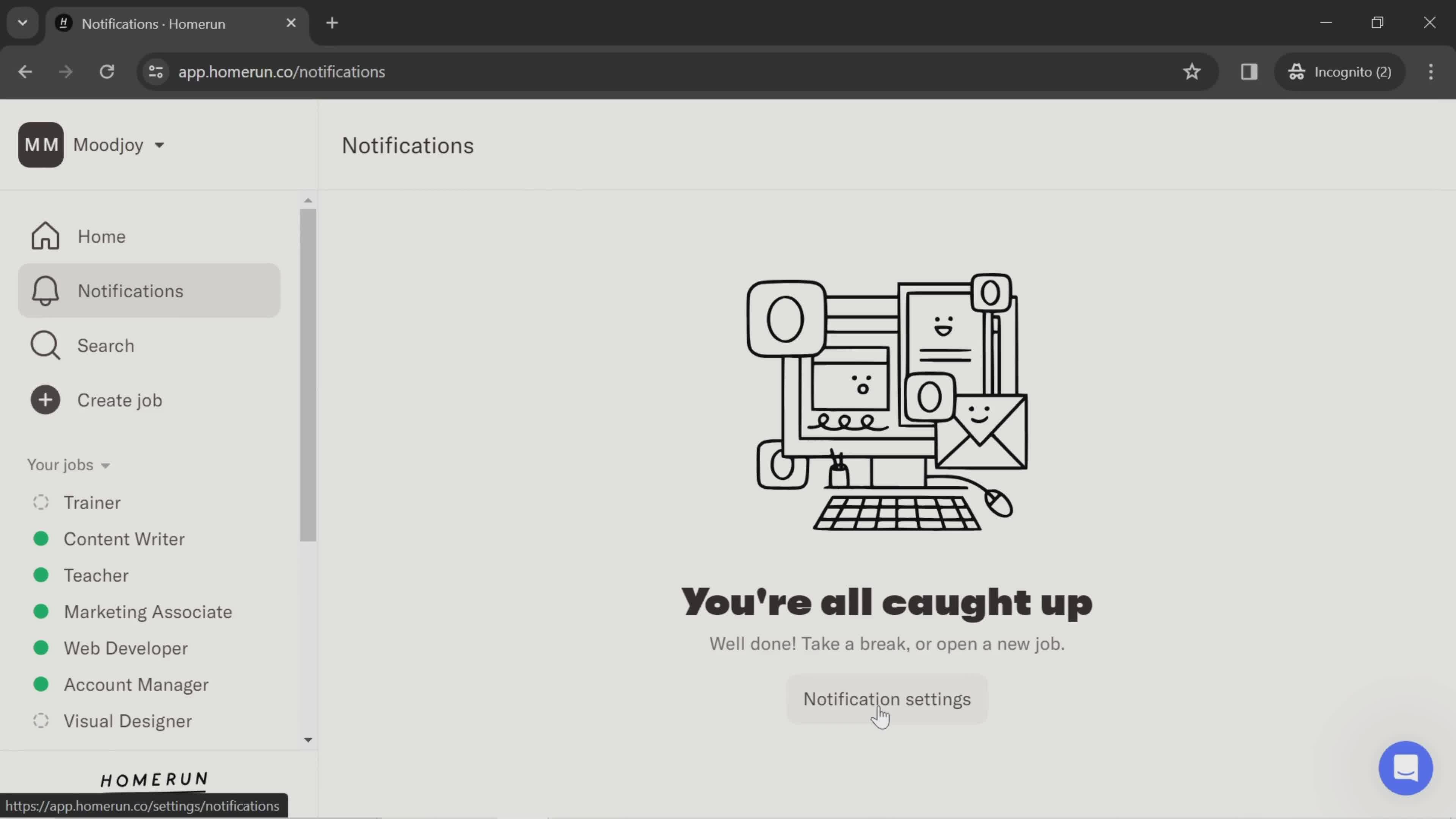 Notification settings screenshot