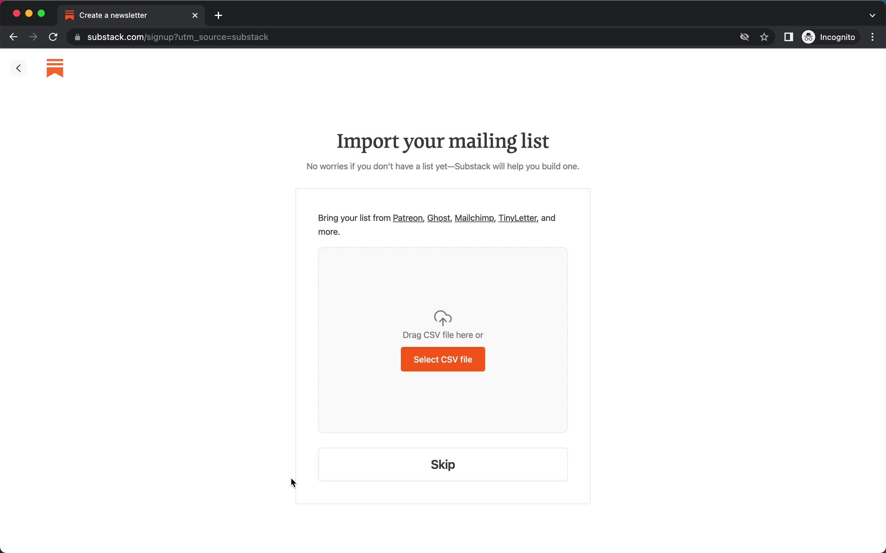 Onboarding screenshot