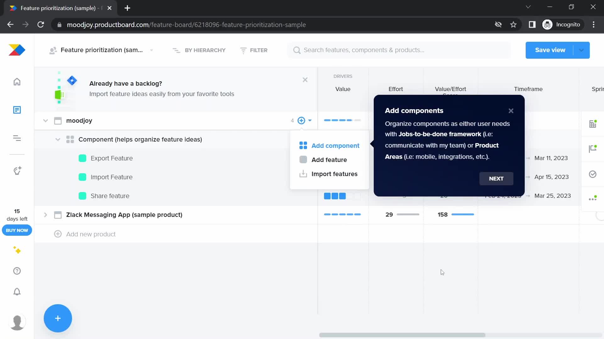 Onboarding screenshot