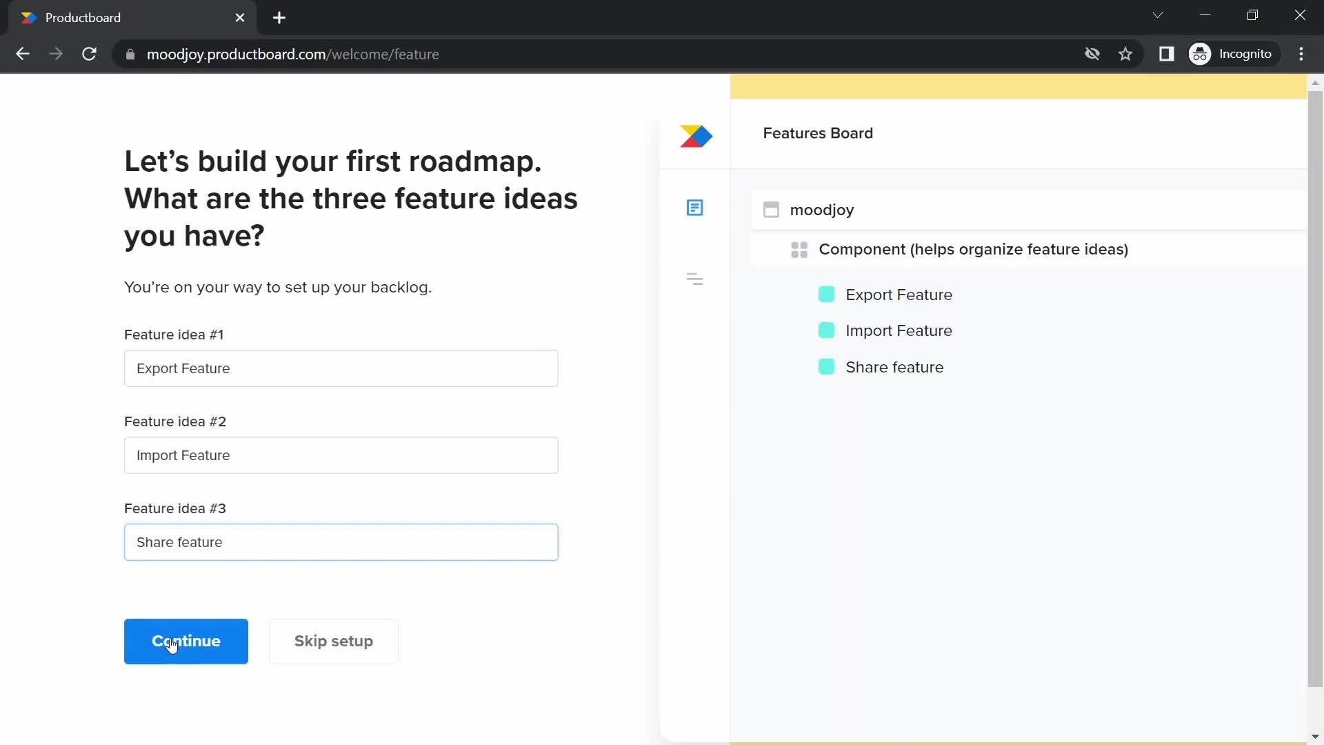Onboarding screenshot