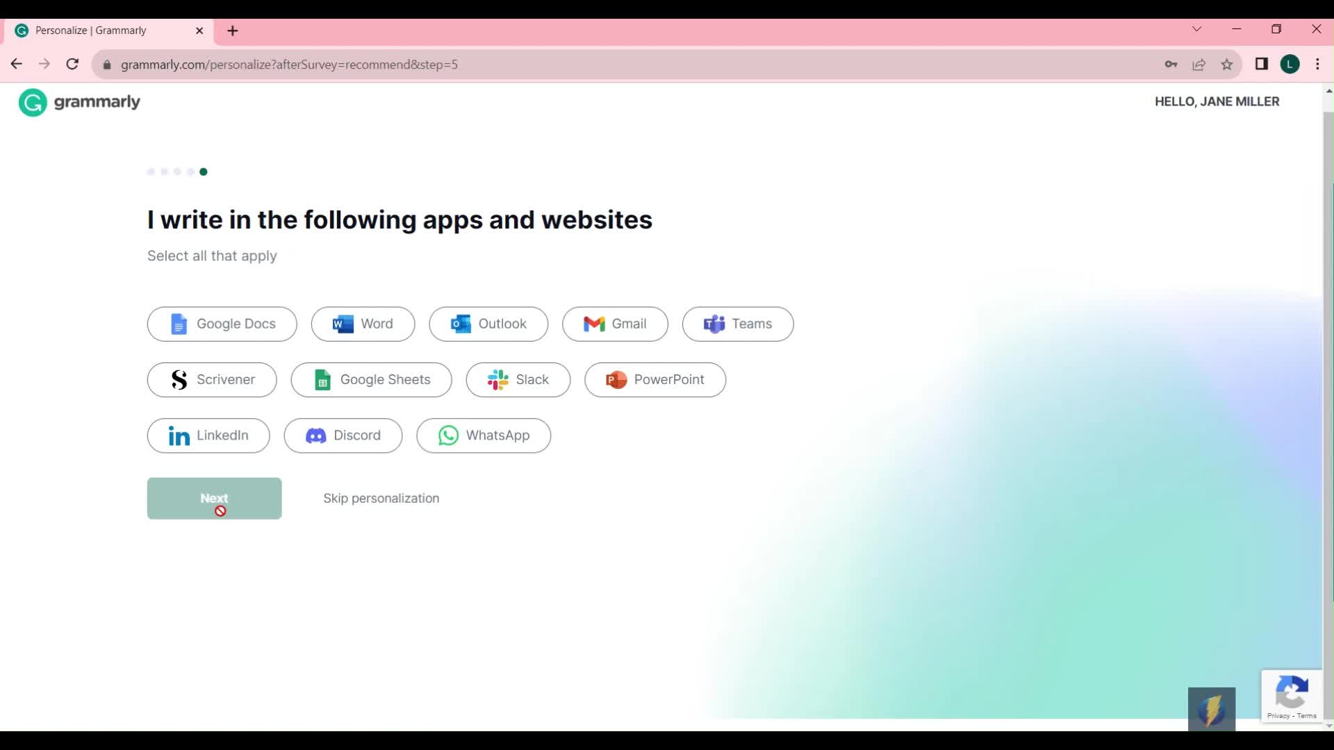 Onboarding screenshot