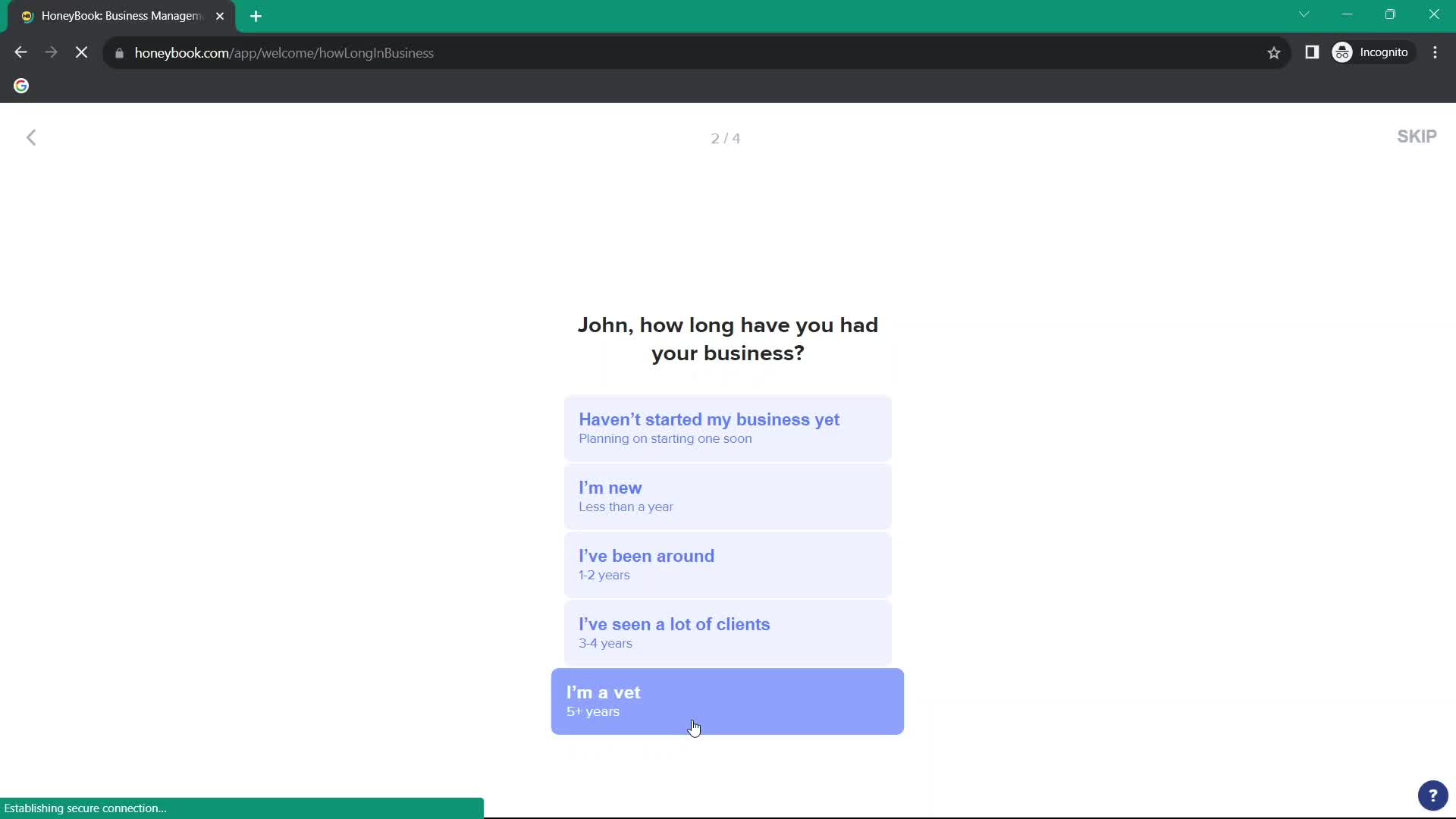 Onboarding screenshot