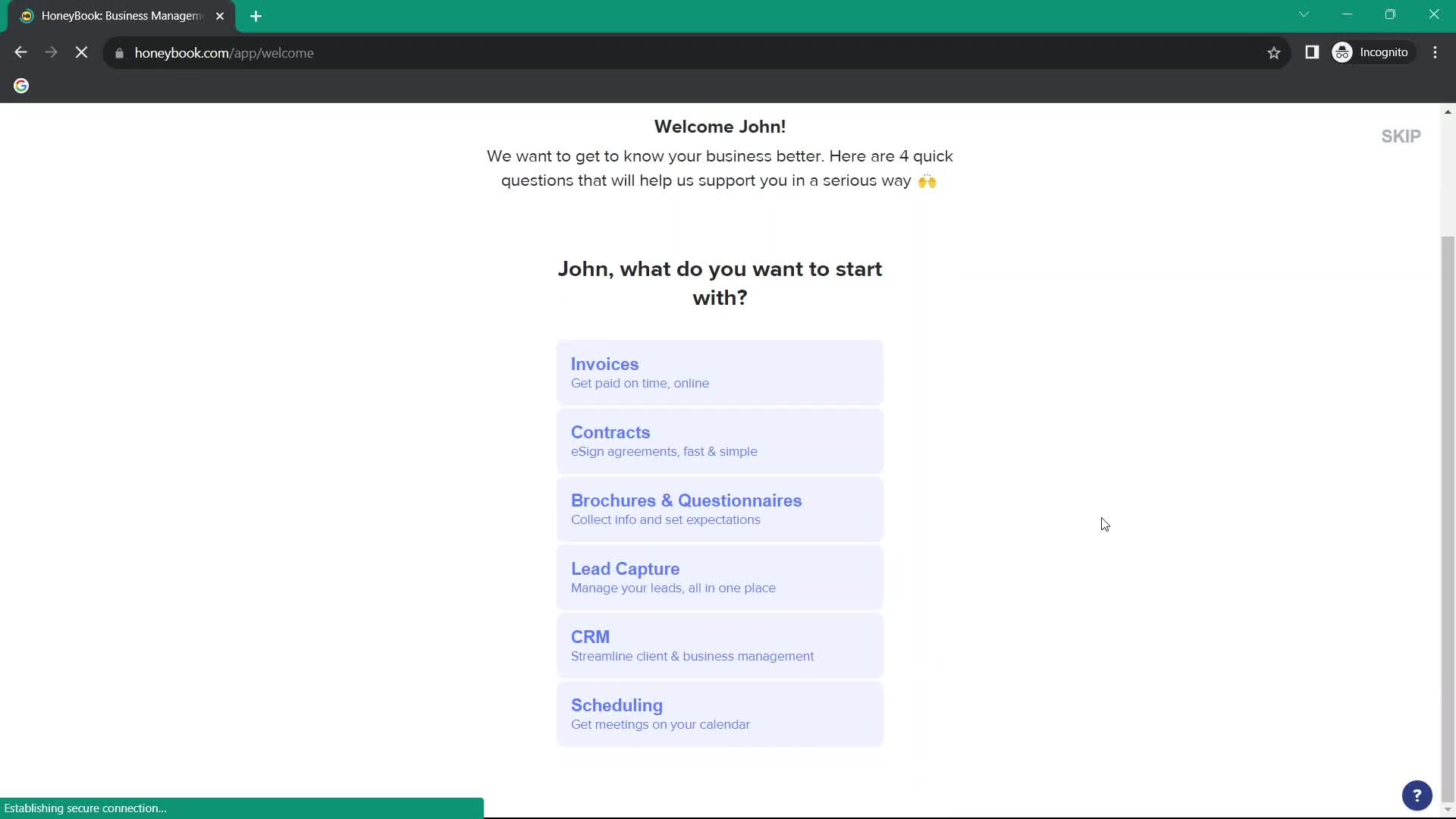 Onboarding screenshot