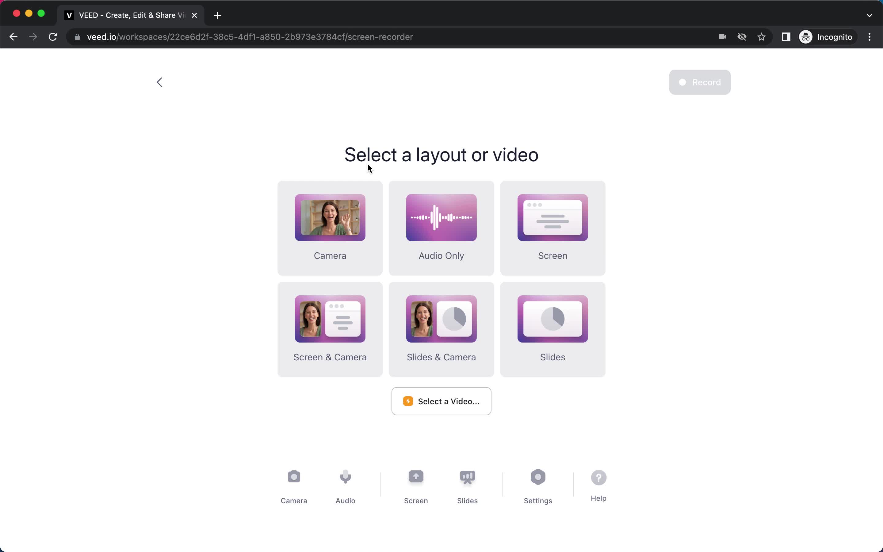 Creating a video on VEED.IO video thumbnail