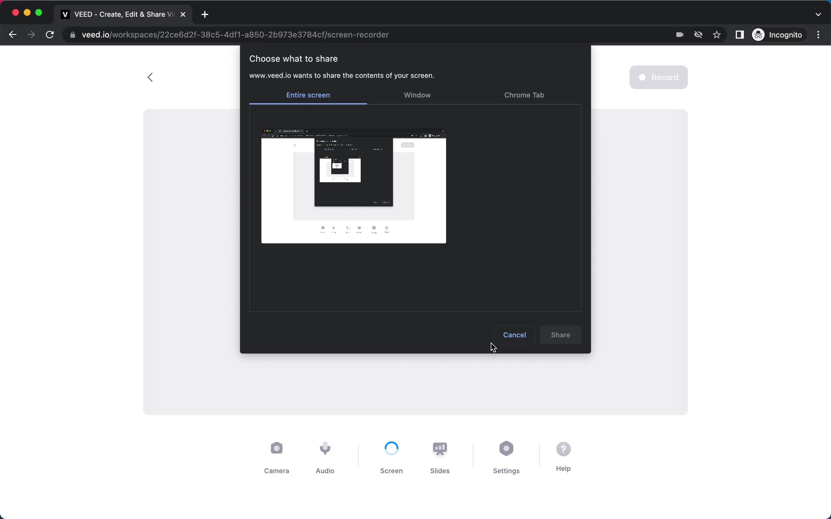 Creating a video on VEED.IO video thumbnail