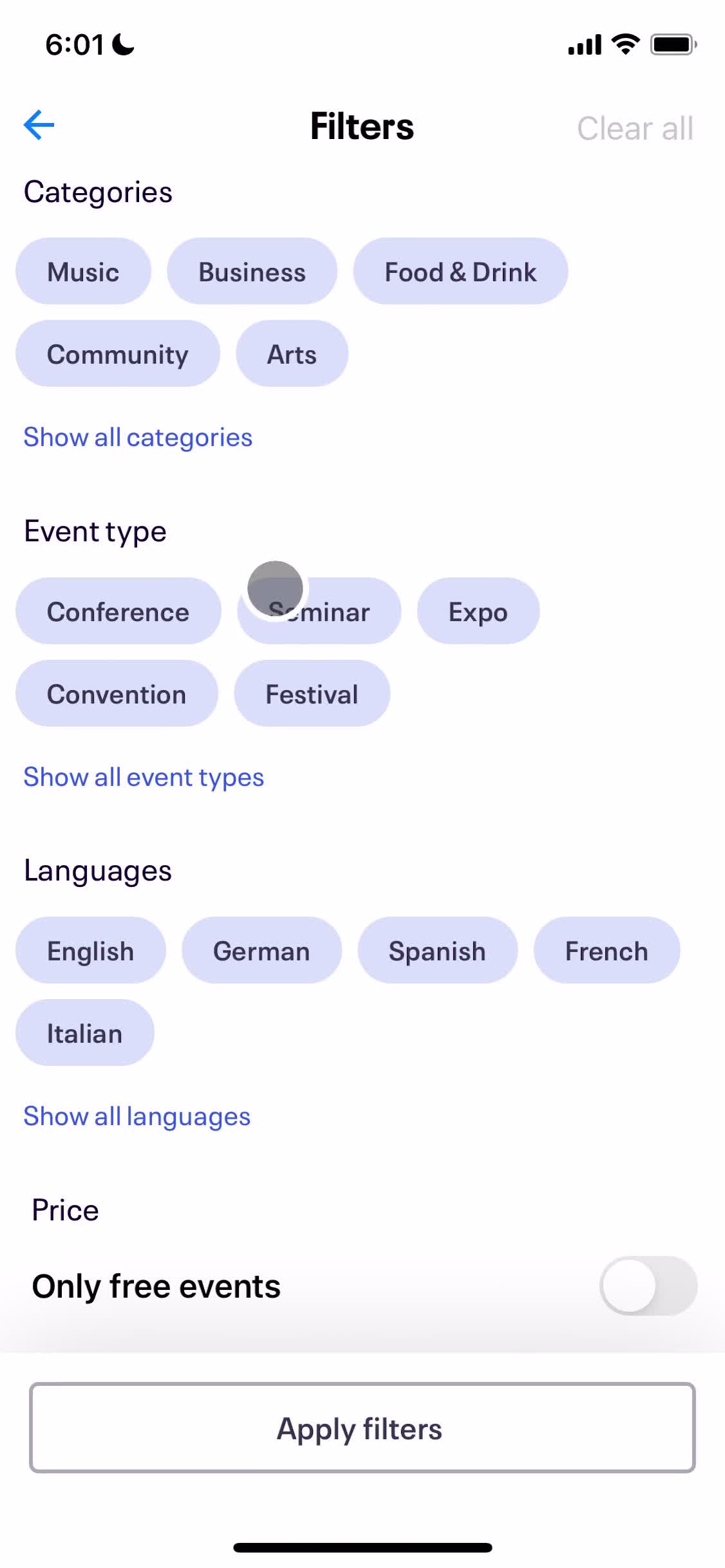 Searching screenshot