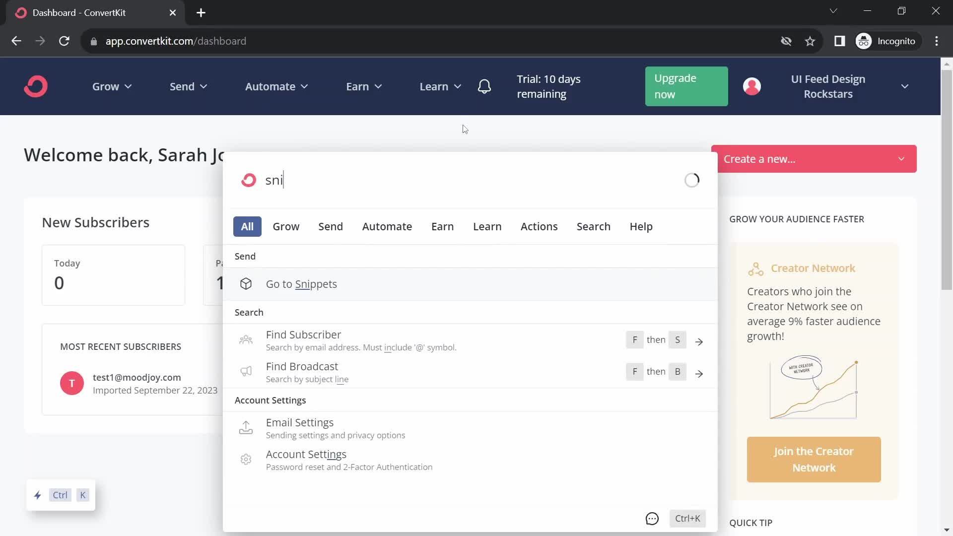 Searching on ConvertKit video thumbnail