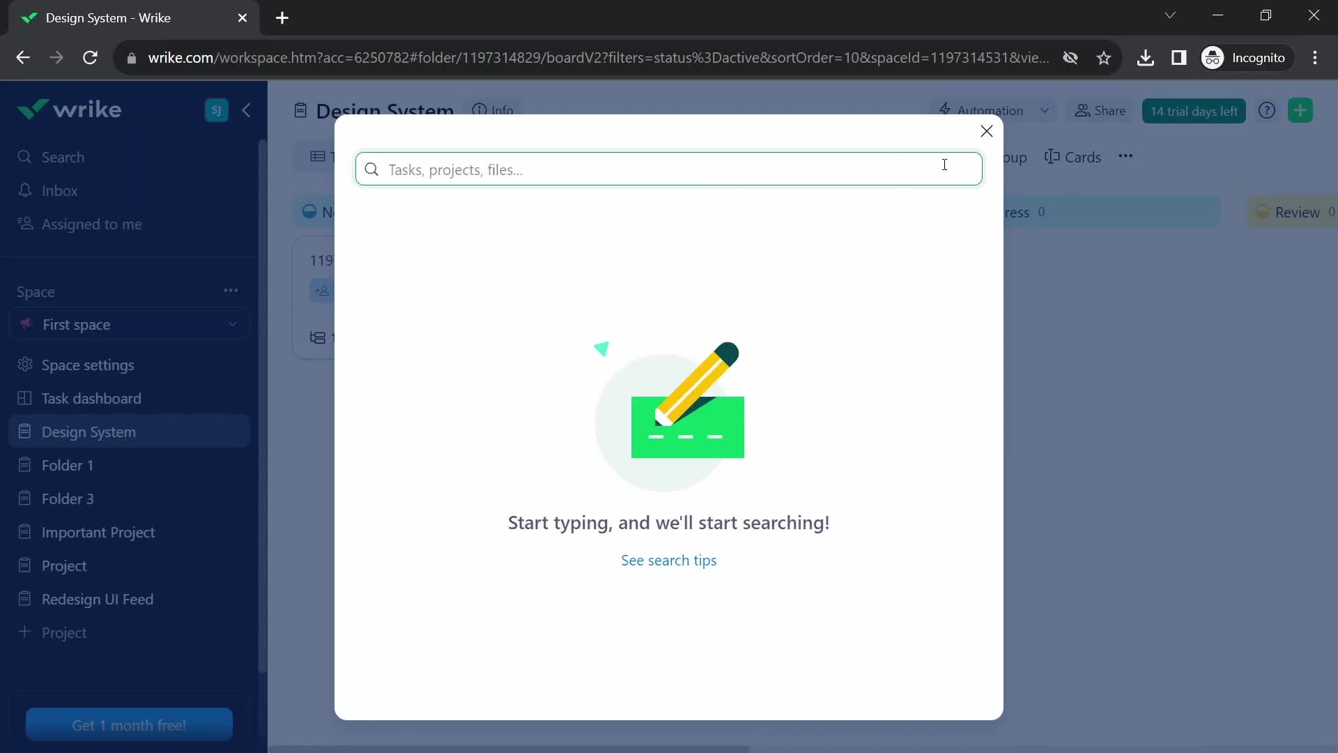 Searching screenshot