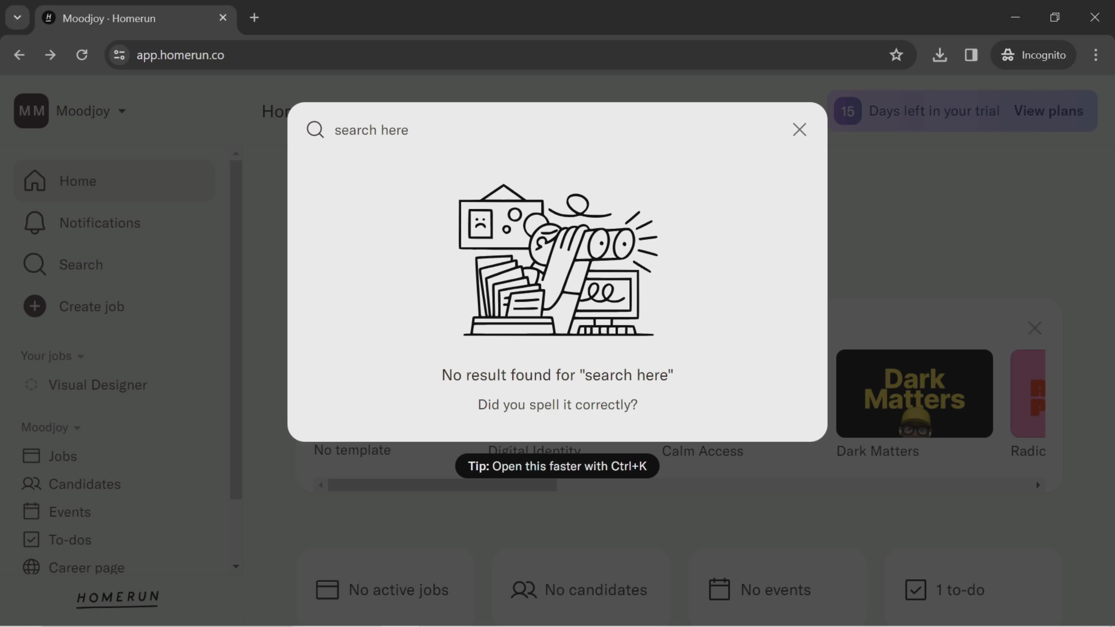Searching screenshot