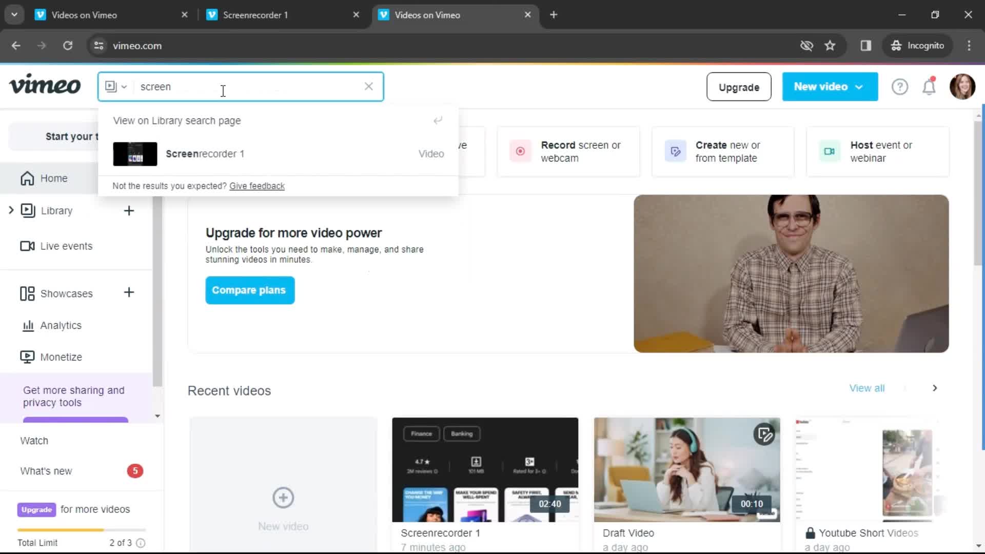 Searching screenshot