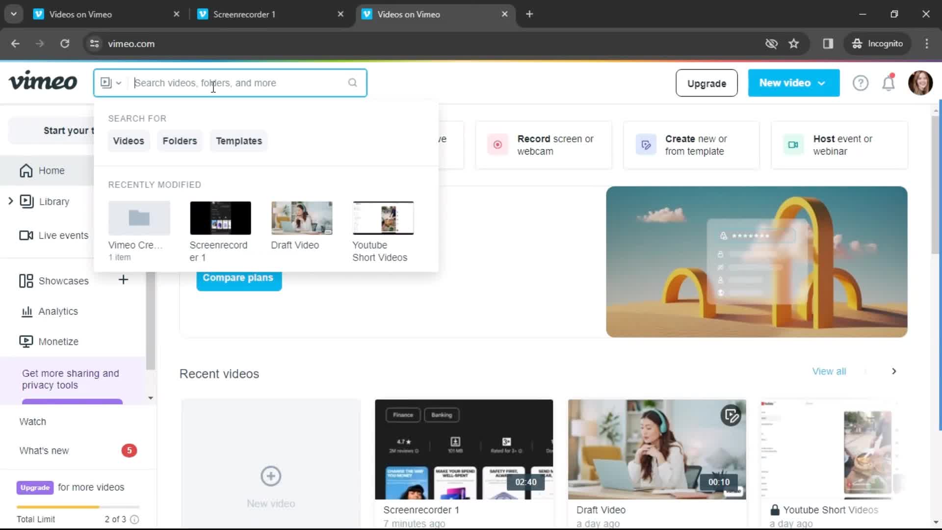 Searching screenshot