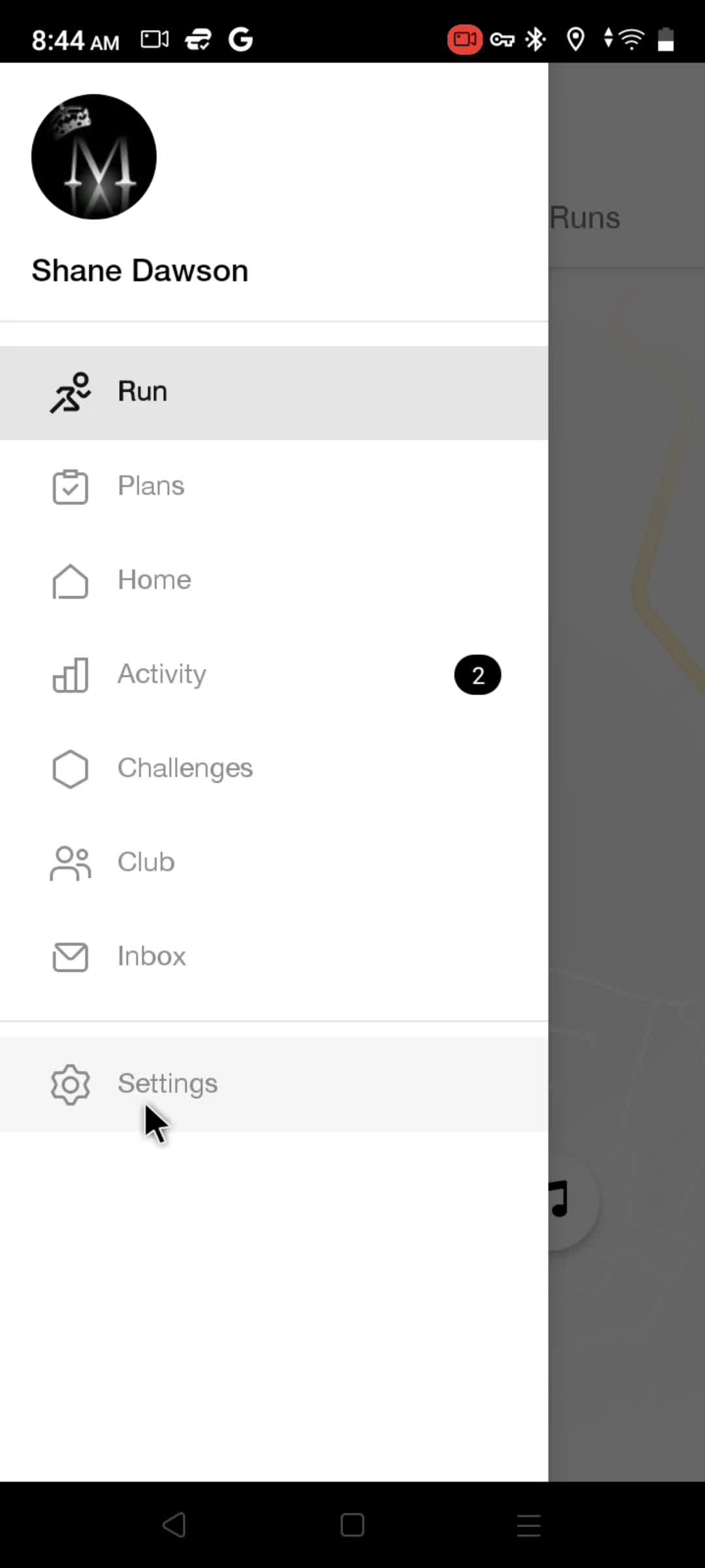 Settings on Nike Run Club video thumbnail