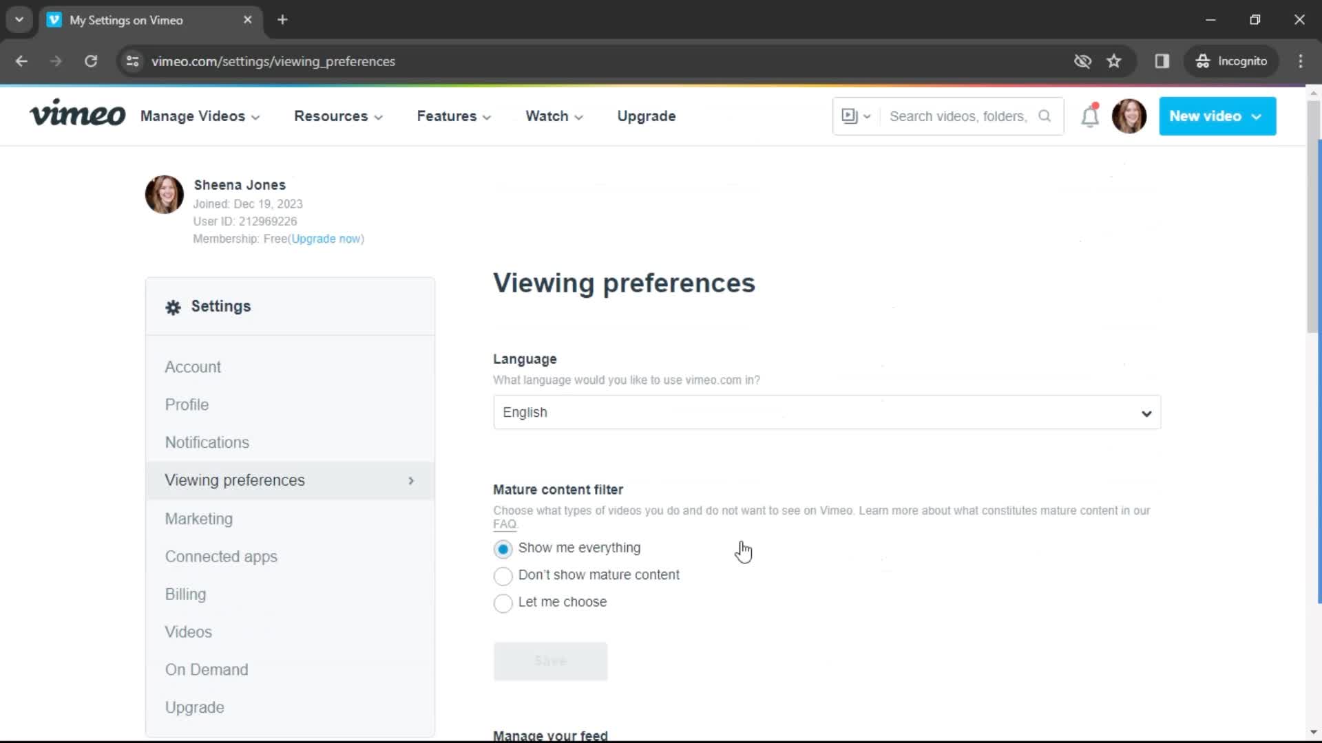 Settings screenshot