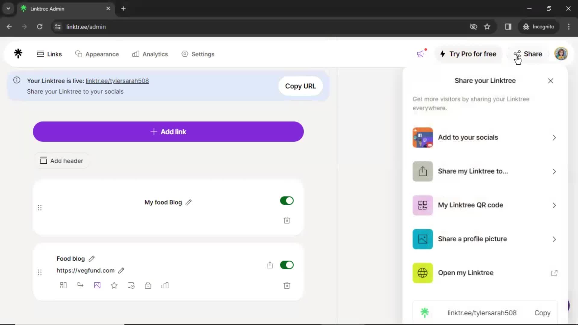 Sharing screenshot
